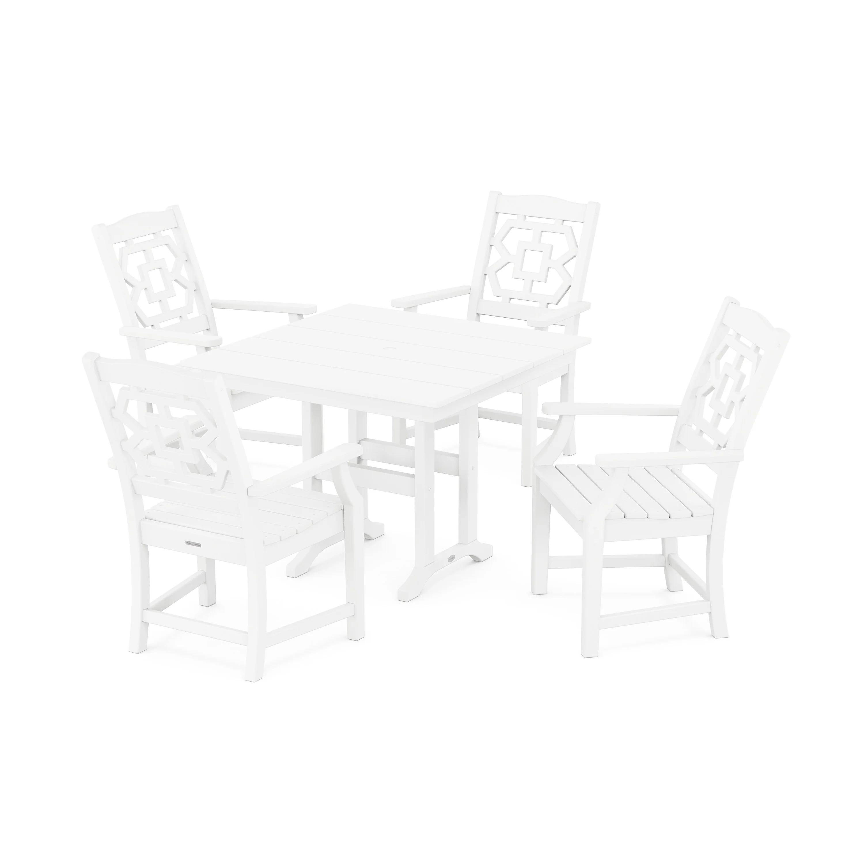 Chinoiserie 5-Piece Farmhouse Dining Set - Image 7