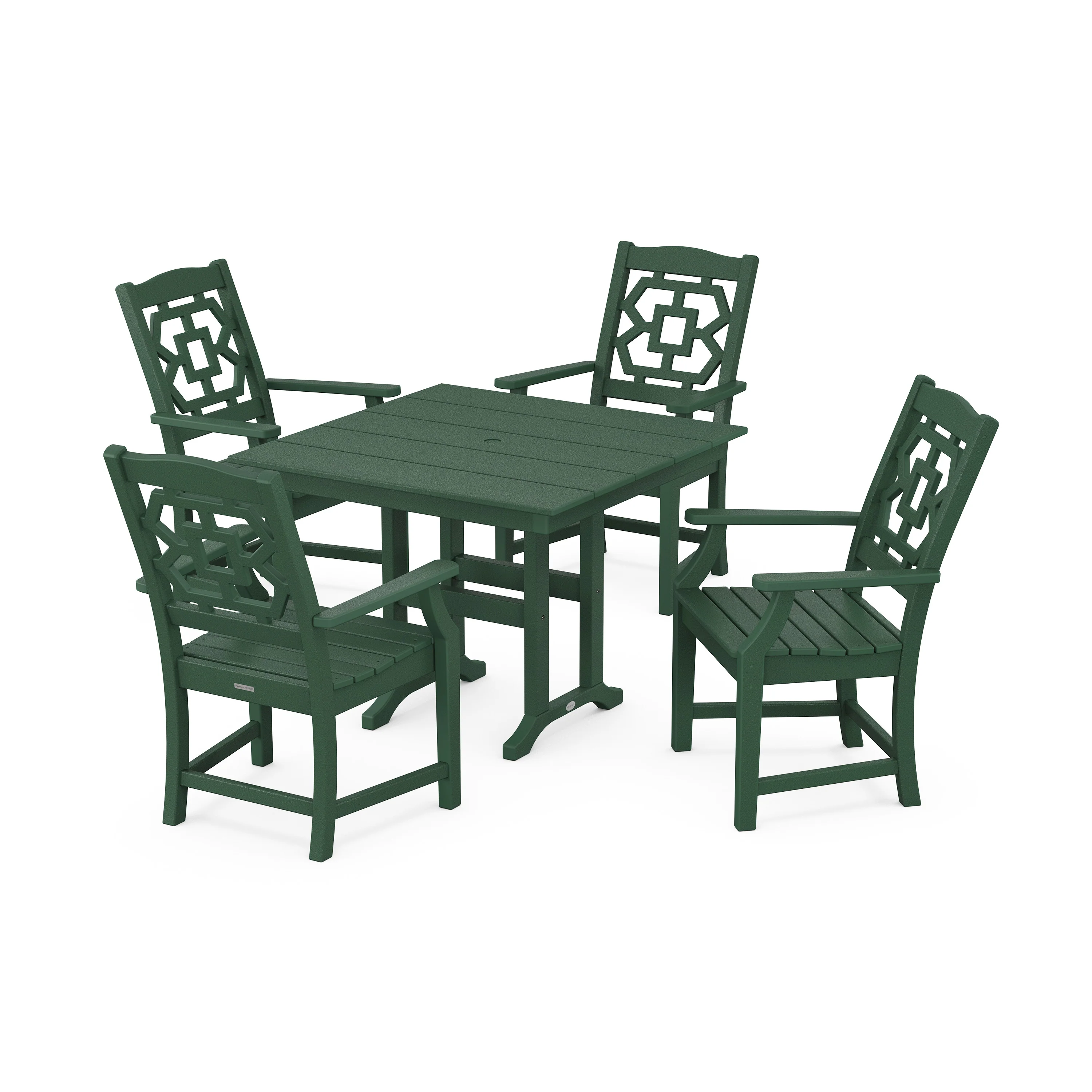 Chinoiserie 5-Piece Farmhouse Dining Set - Image 8