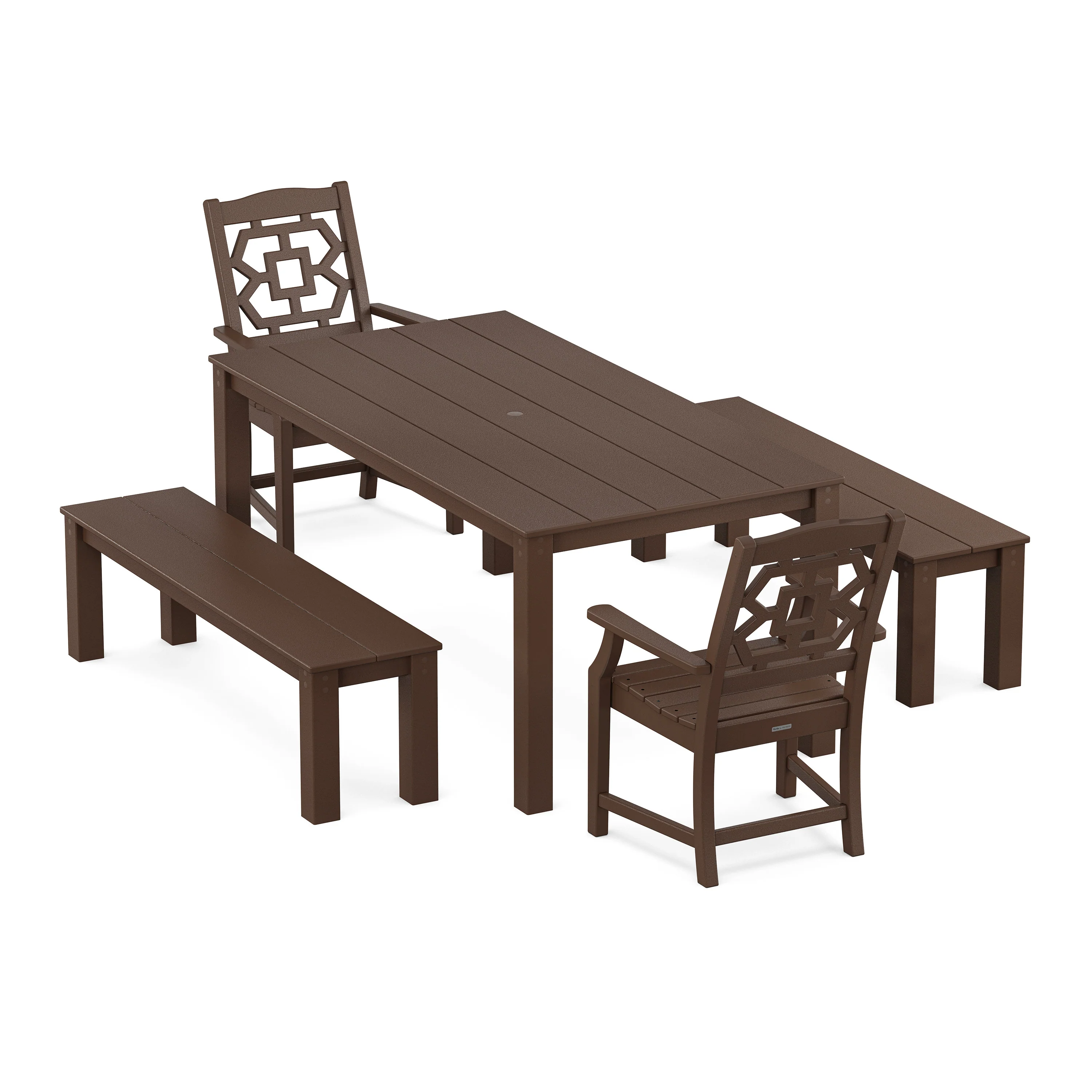 Chinoiserie 5-Piece Parsons Dining Set with Benches - Image 9