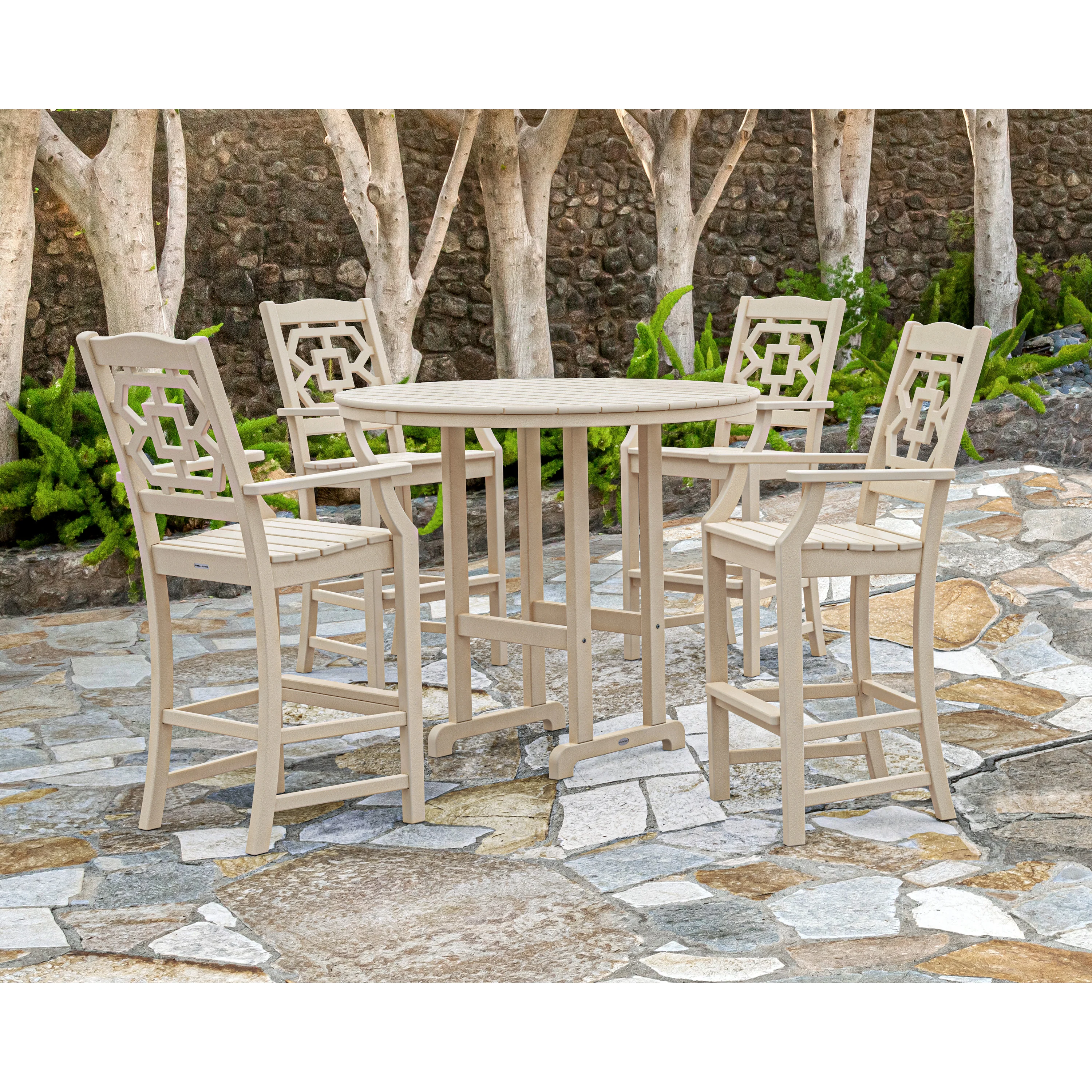 Chinoiserie 5-Piece Round Farmhouse Bar Set - Image 10
