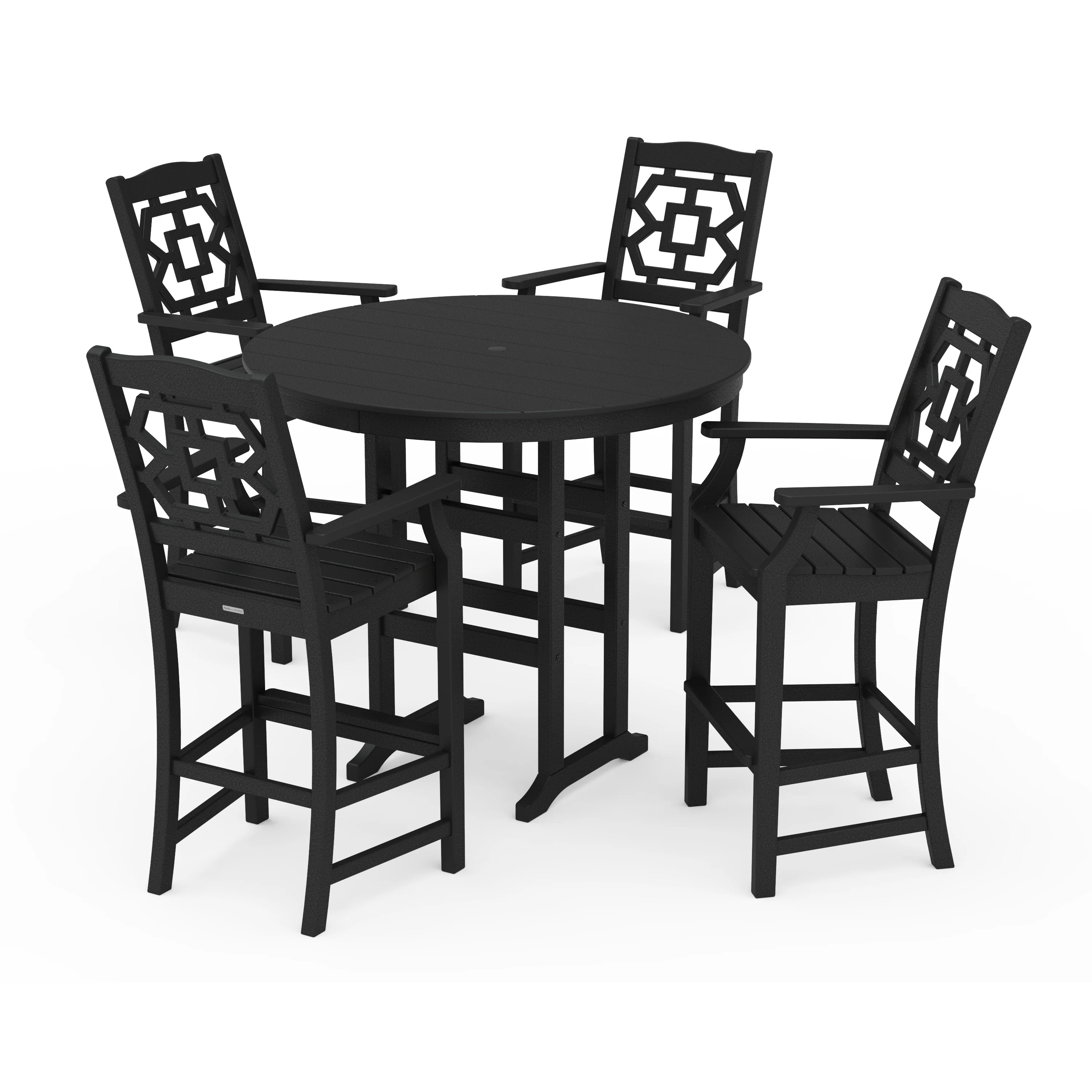 Chinoiserie 5-Piece Round Farmhouse Bar Set - Image 14