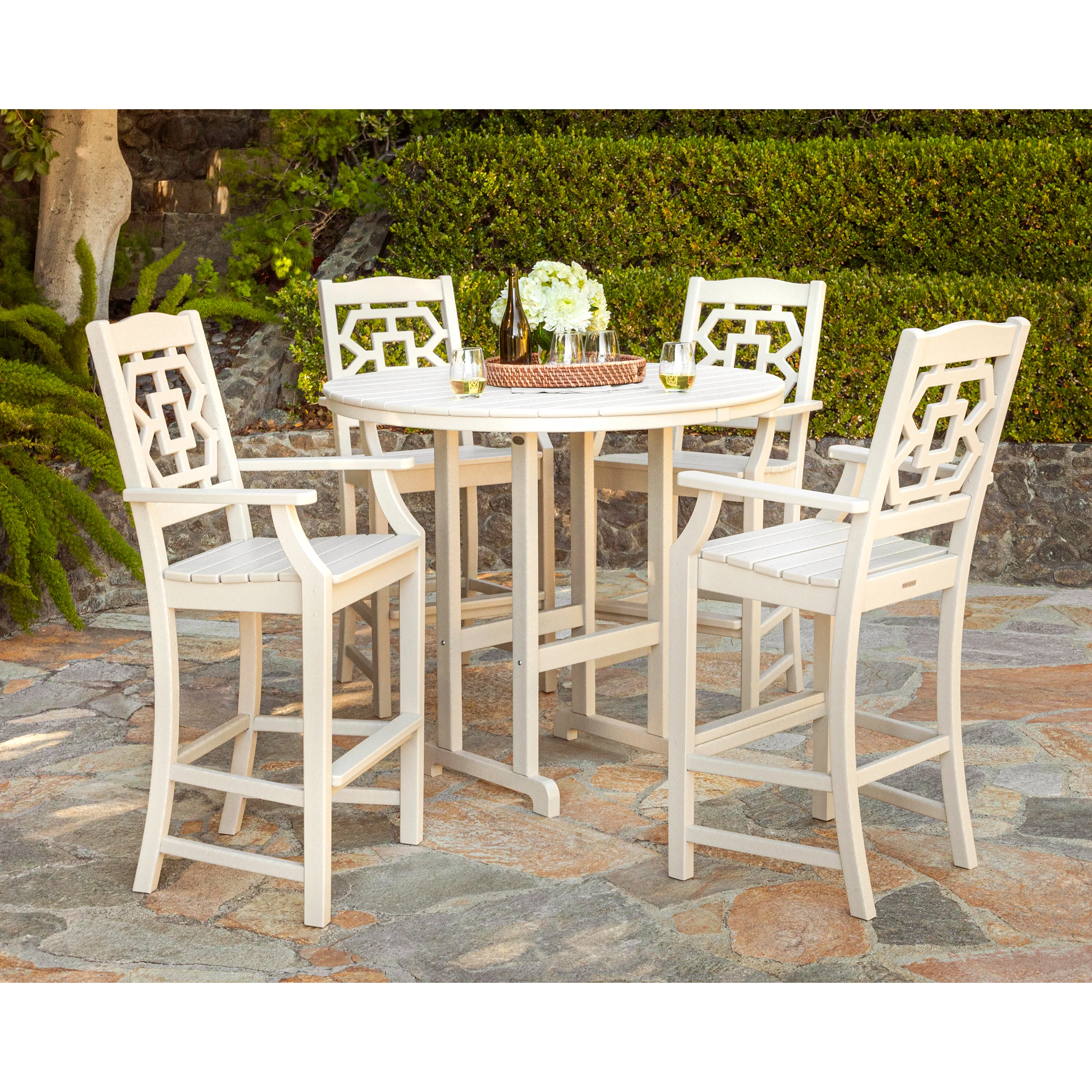 Chinoiserie 5-Piece Round Farmhouse Bar Set - Image 5