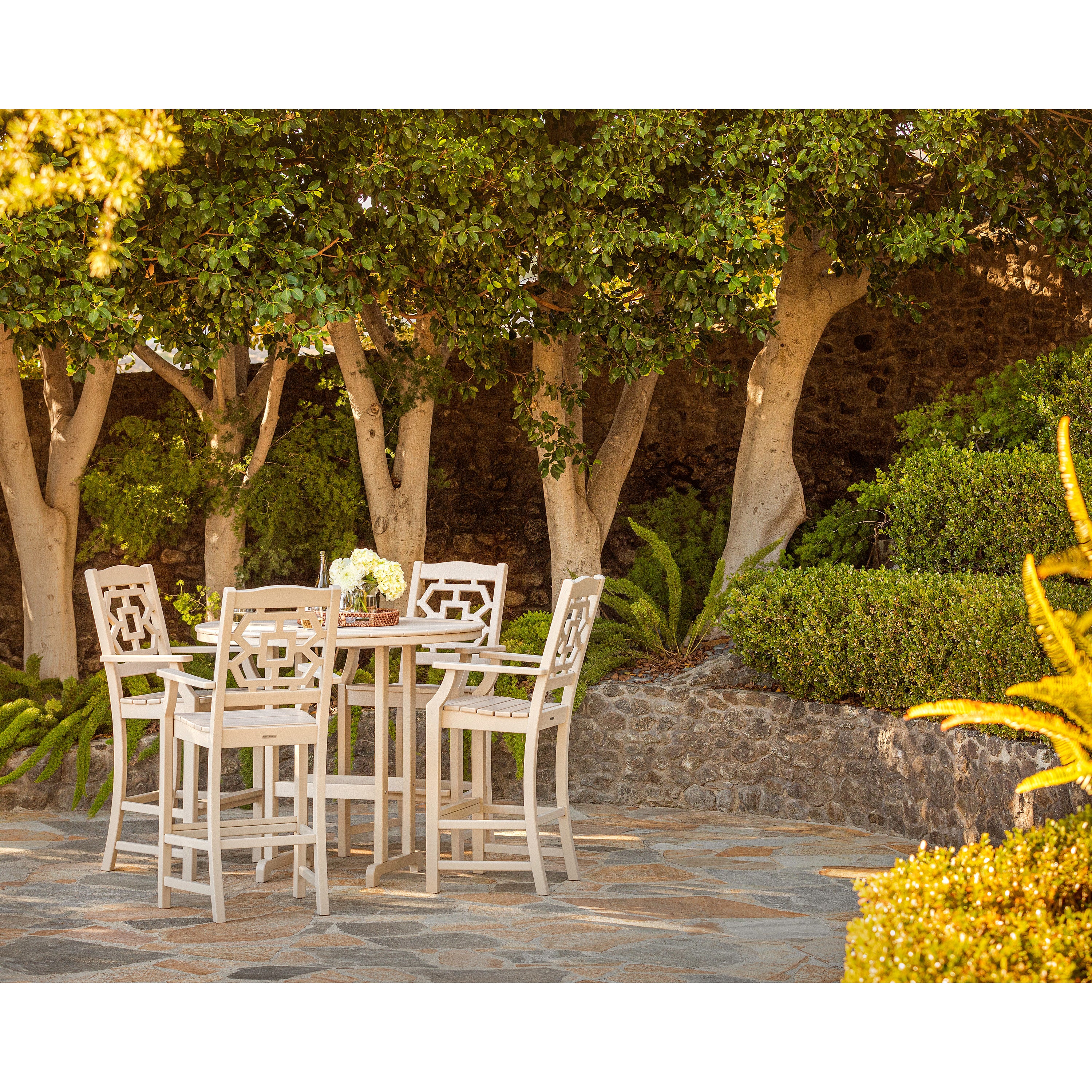 Chinoiserie 5-Piece Round Farmhouse Bar Set - Image 9