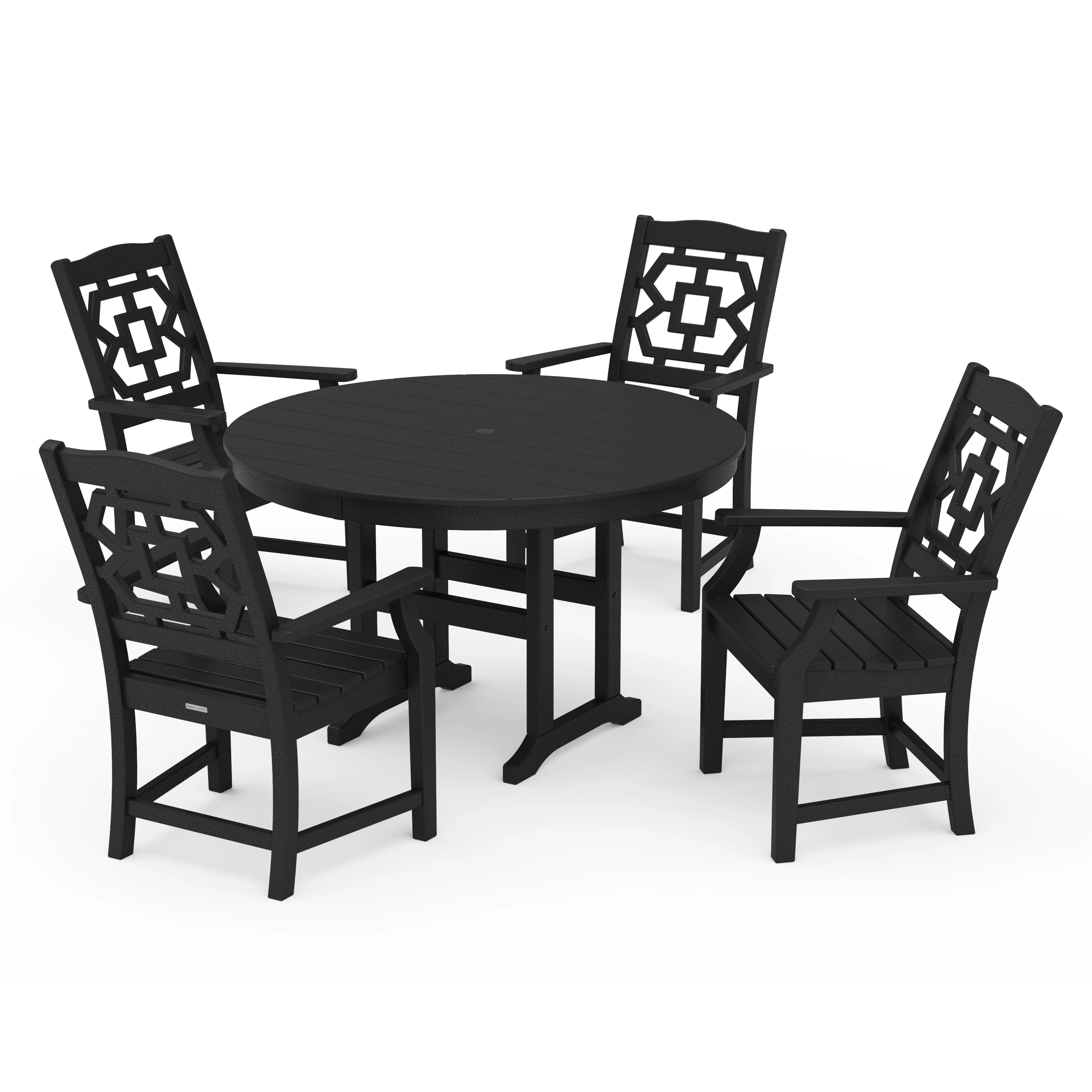 Chinoiserie 5-Piece Round Farmhouse Dining Set - Image 10