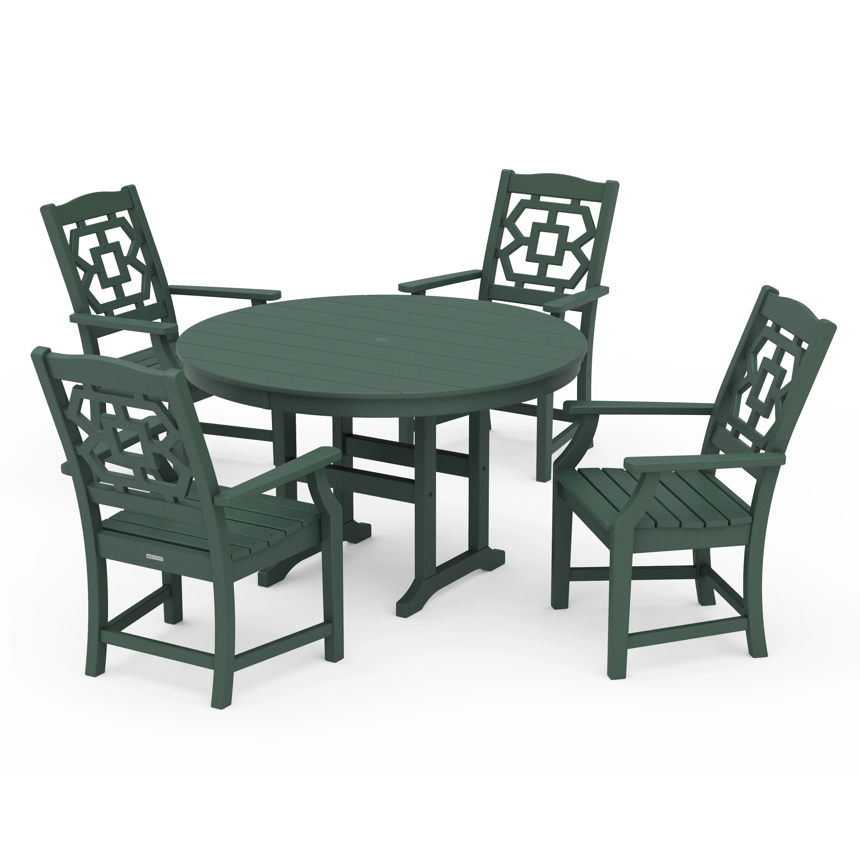 Chinoiserie 5-Piece Round Farmhouse Dining Set - Image 5