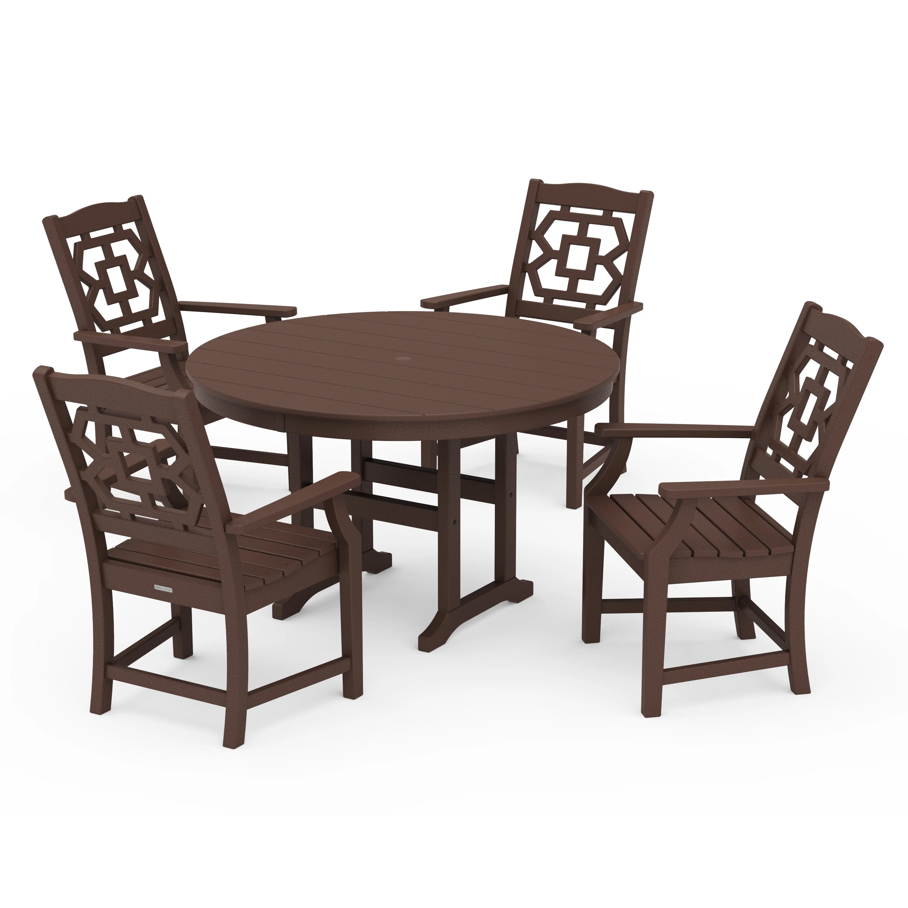 Chinoiserie 5-Piece Round Farmhouse Dining Set - Image 6