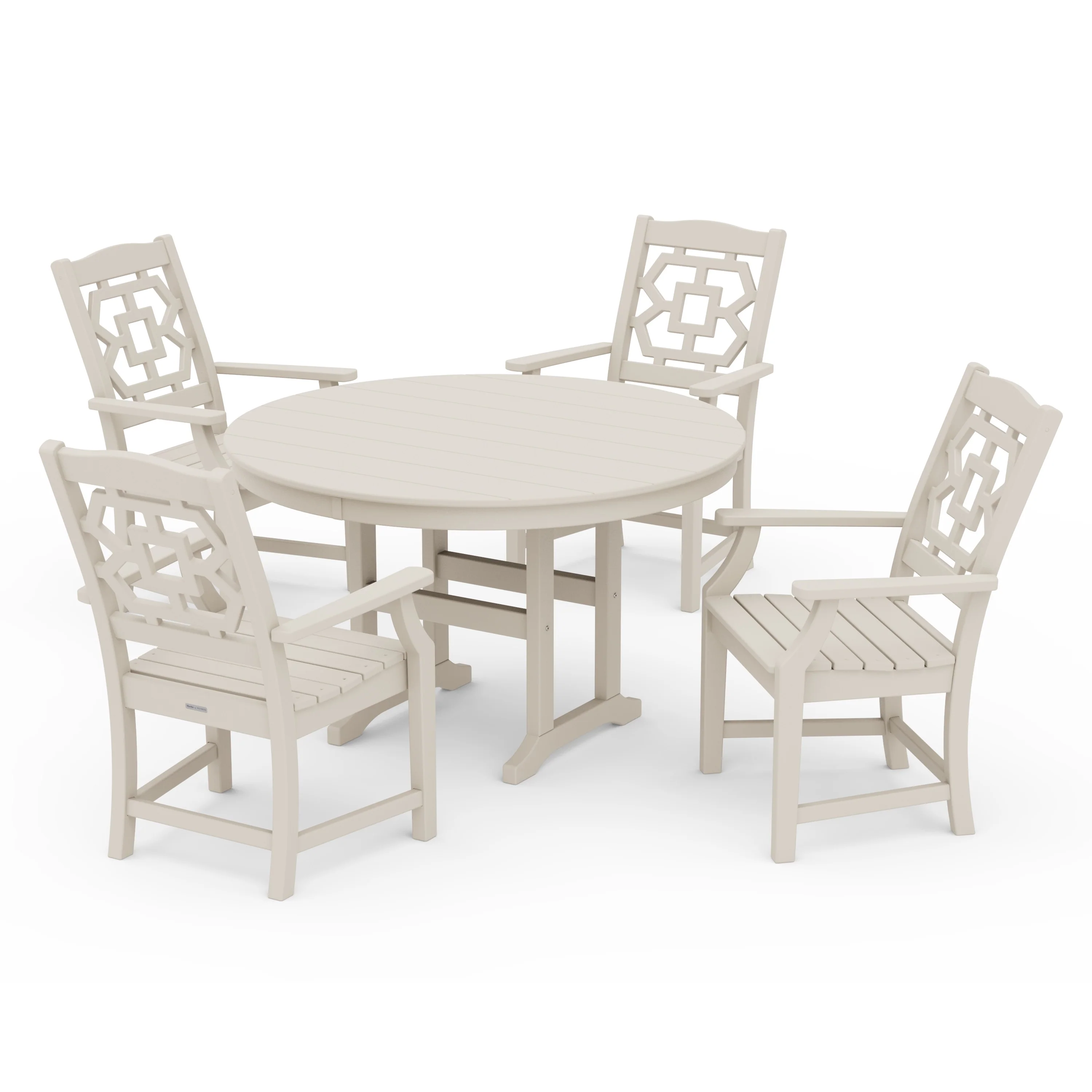 Chinoiserie 5-Piece Round Farmhouse Dining Set - Image 7