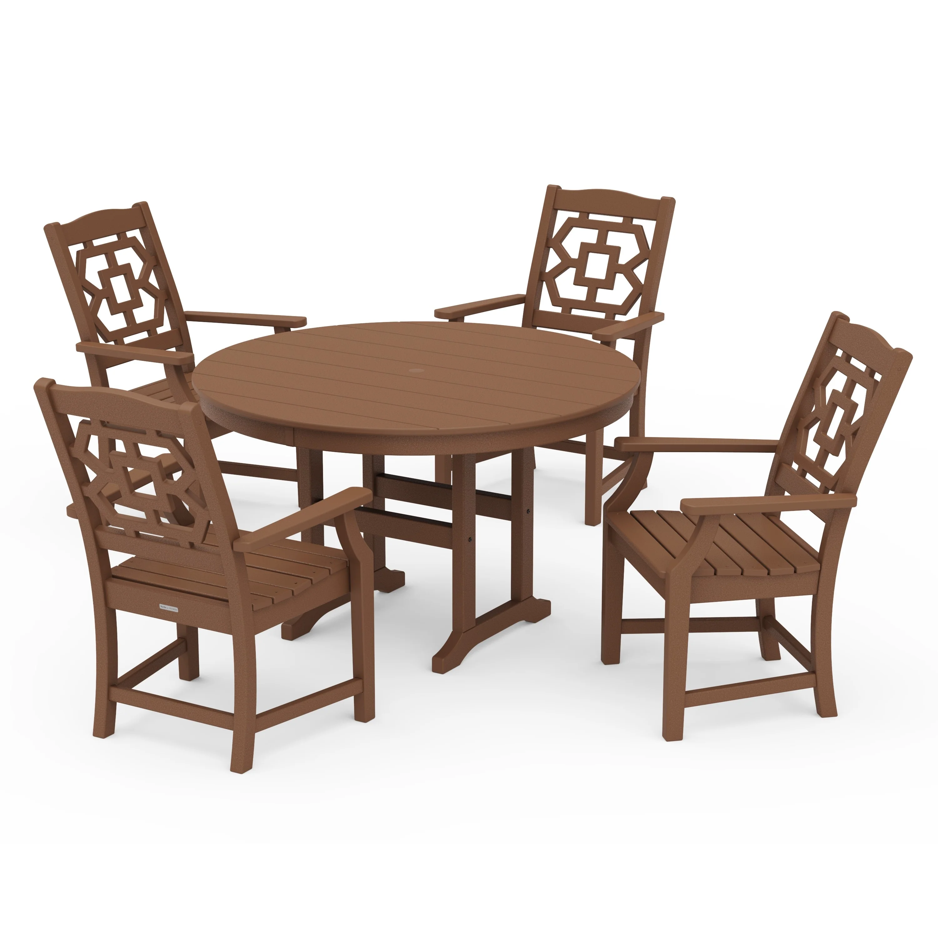 Chinoiserie 5-Piece Round Farmhouse Dining Set - Image 8