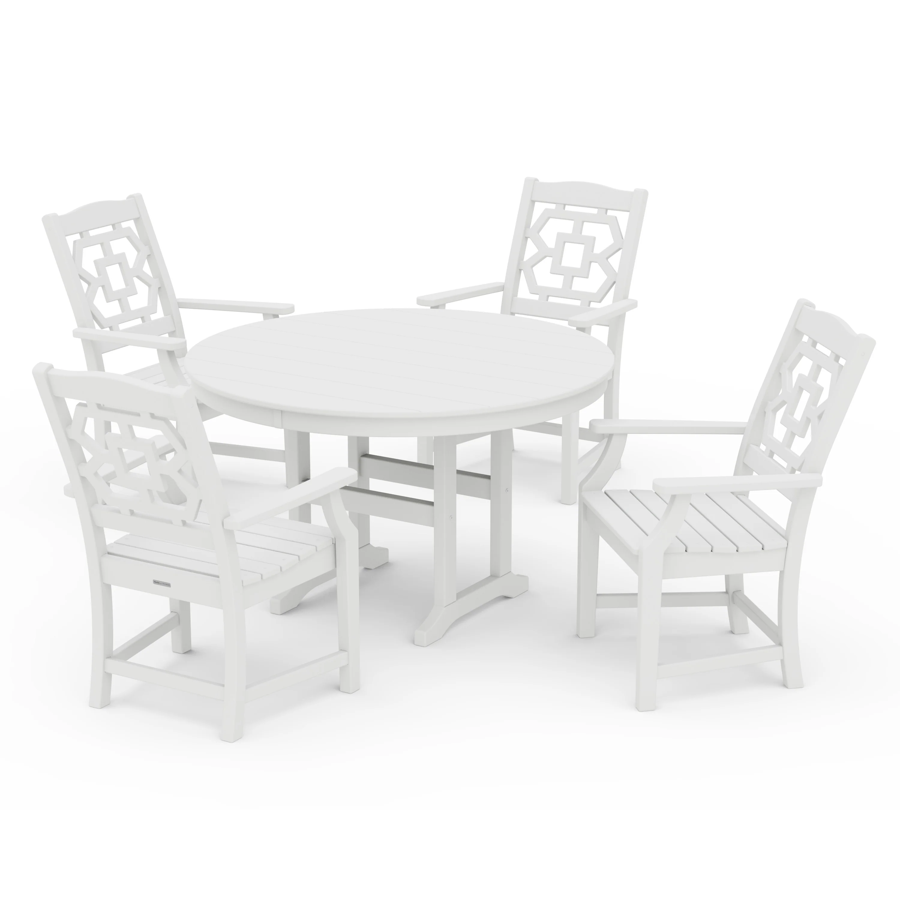 Chinoiserie 5-Piece Round Farmhouse Dining Set - Image 9