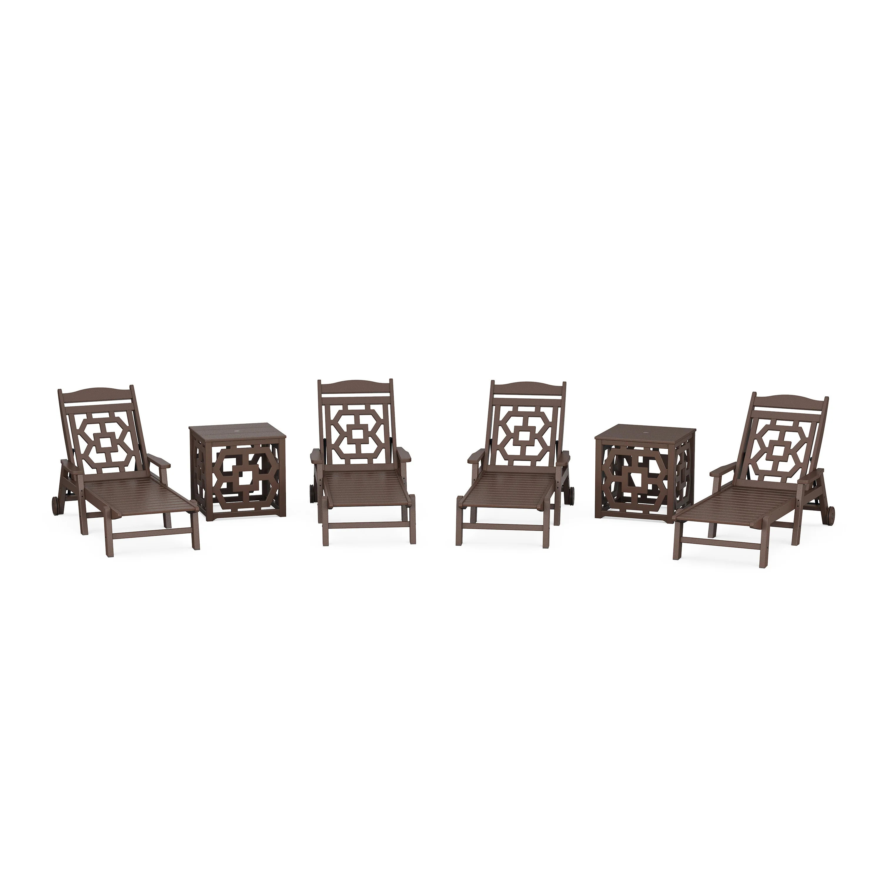 Chinoiserie 6-Piece Chaise Set with Umbrella Stand Accent Table - Image 6