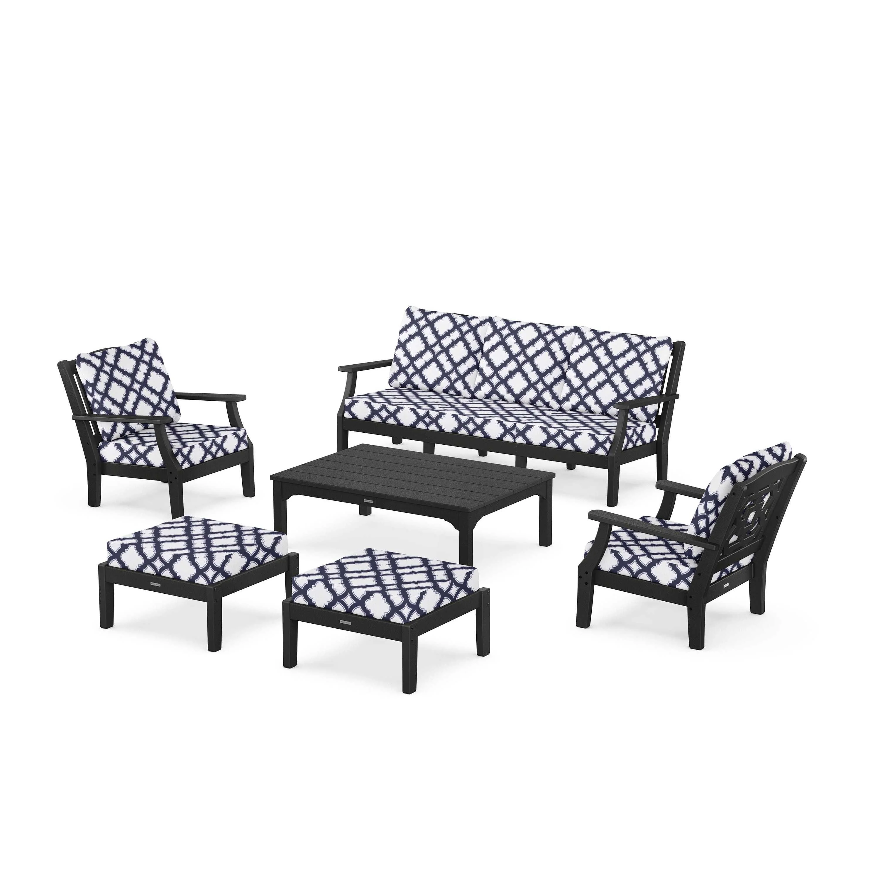 Chinoiserie 6-Piece Lounge Sofa Set - Image 45
