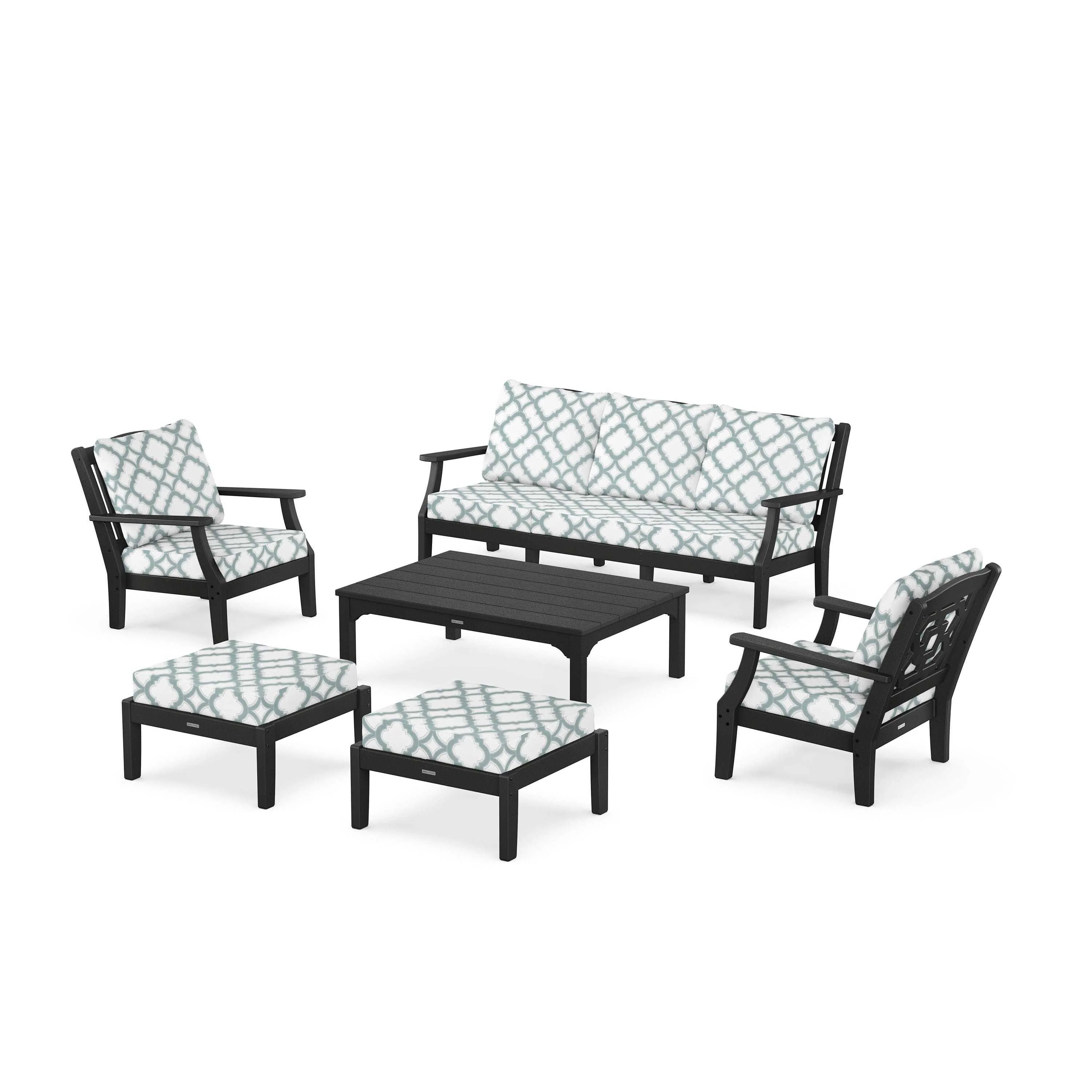 Chinoiserie 6-Piece Lounge Sofa Set - Image 54