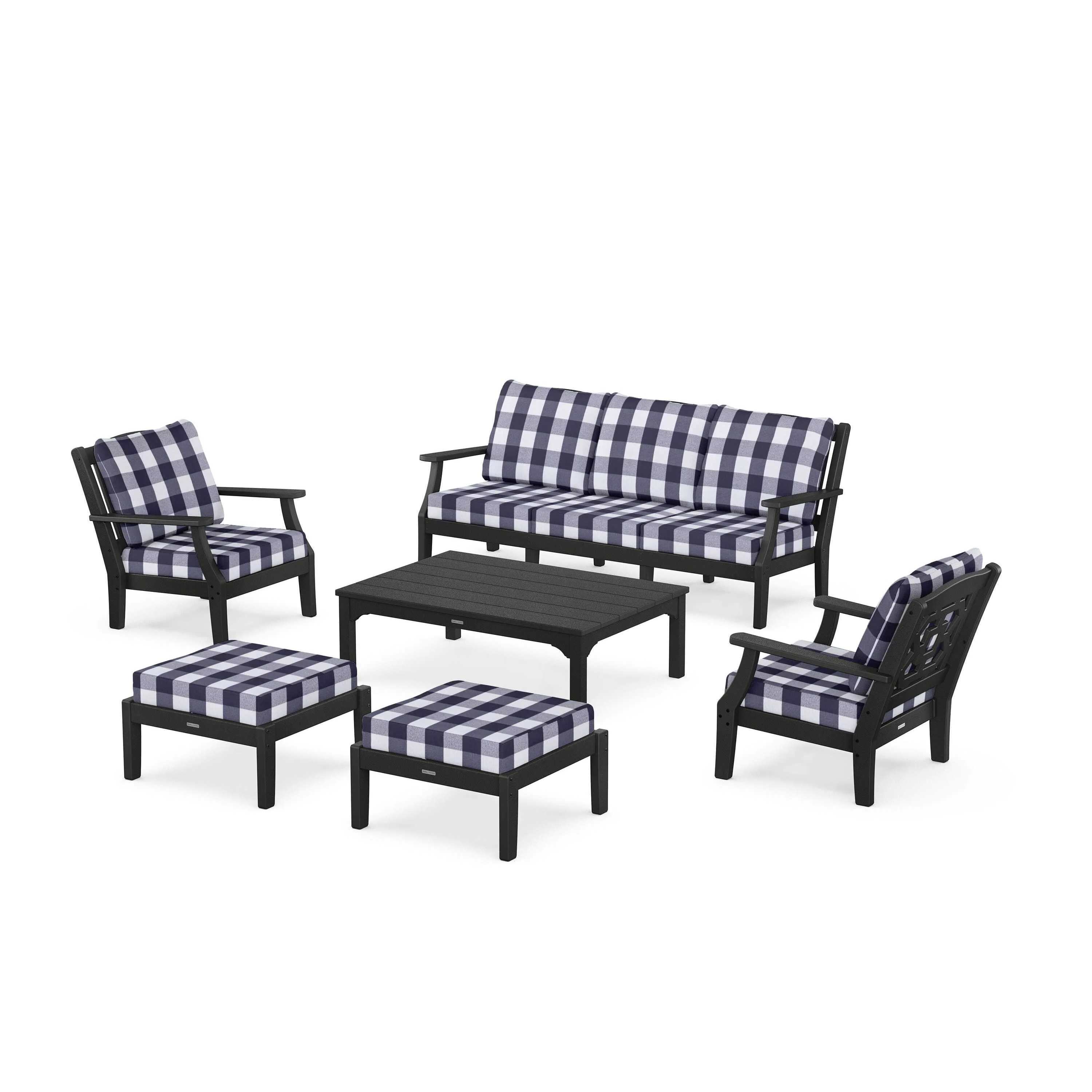 Chinoiserie 6-Piece Lounge Sofa Set - Image 8