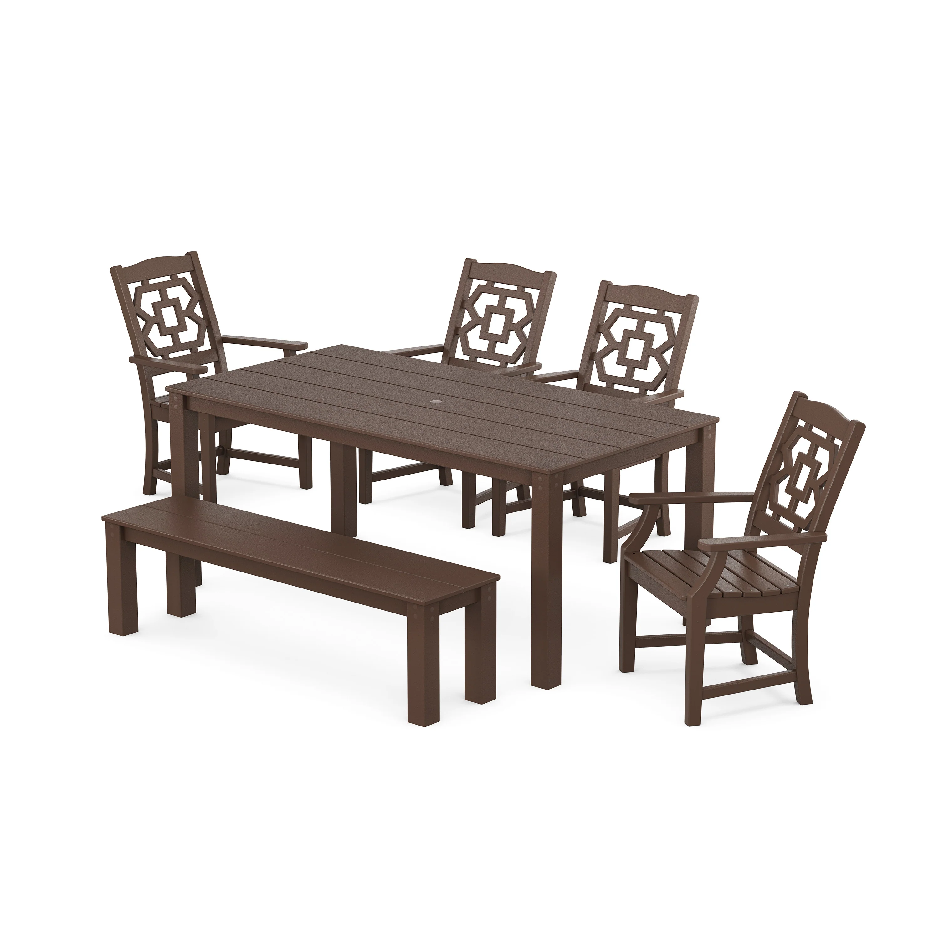 Chinoiserie 6-Piece Parsons Dining Set with Bench - Image 10
