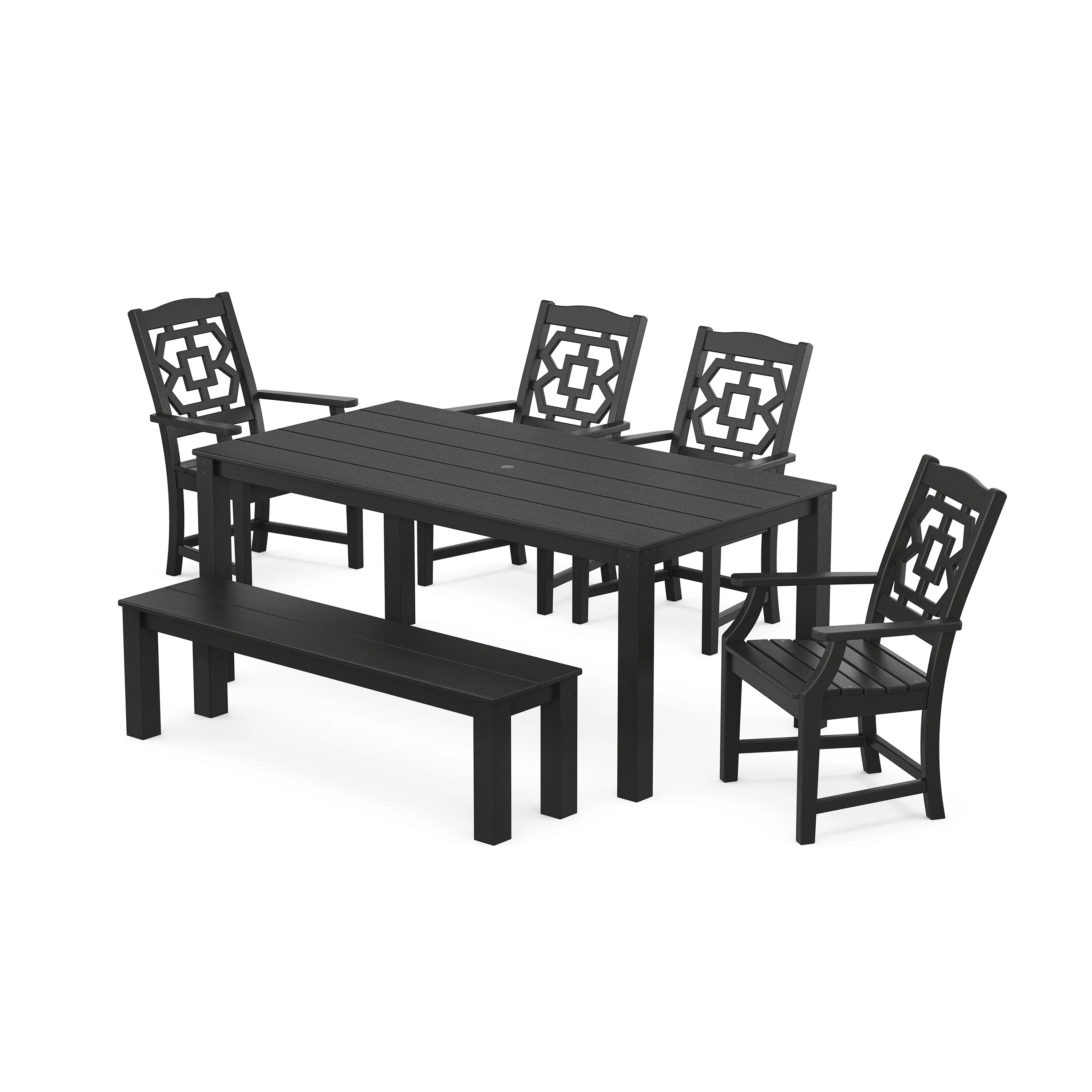 Chinoiserie 6-Piece Parsons Dining Set with Bench - Image 6