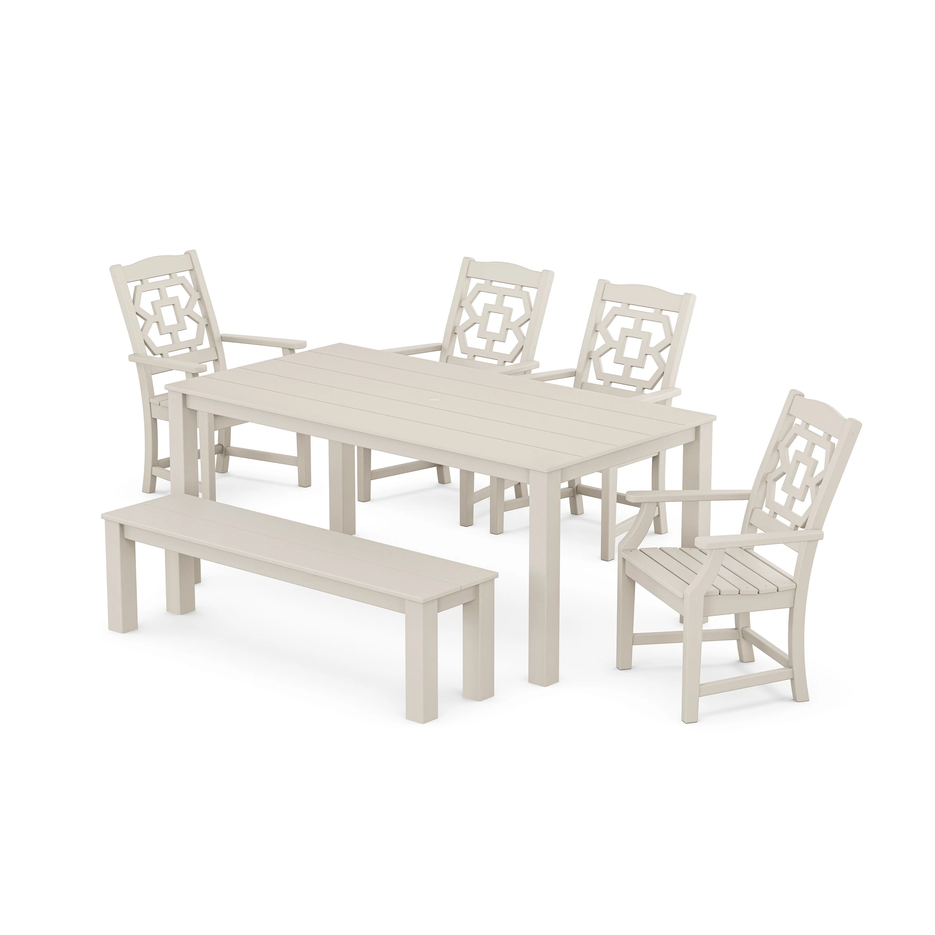 Chinoiserie 6-Piece Parsons Dining Set with Bench - Image 7