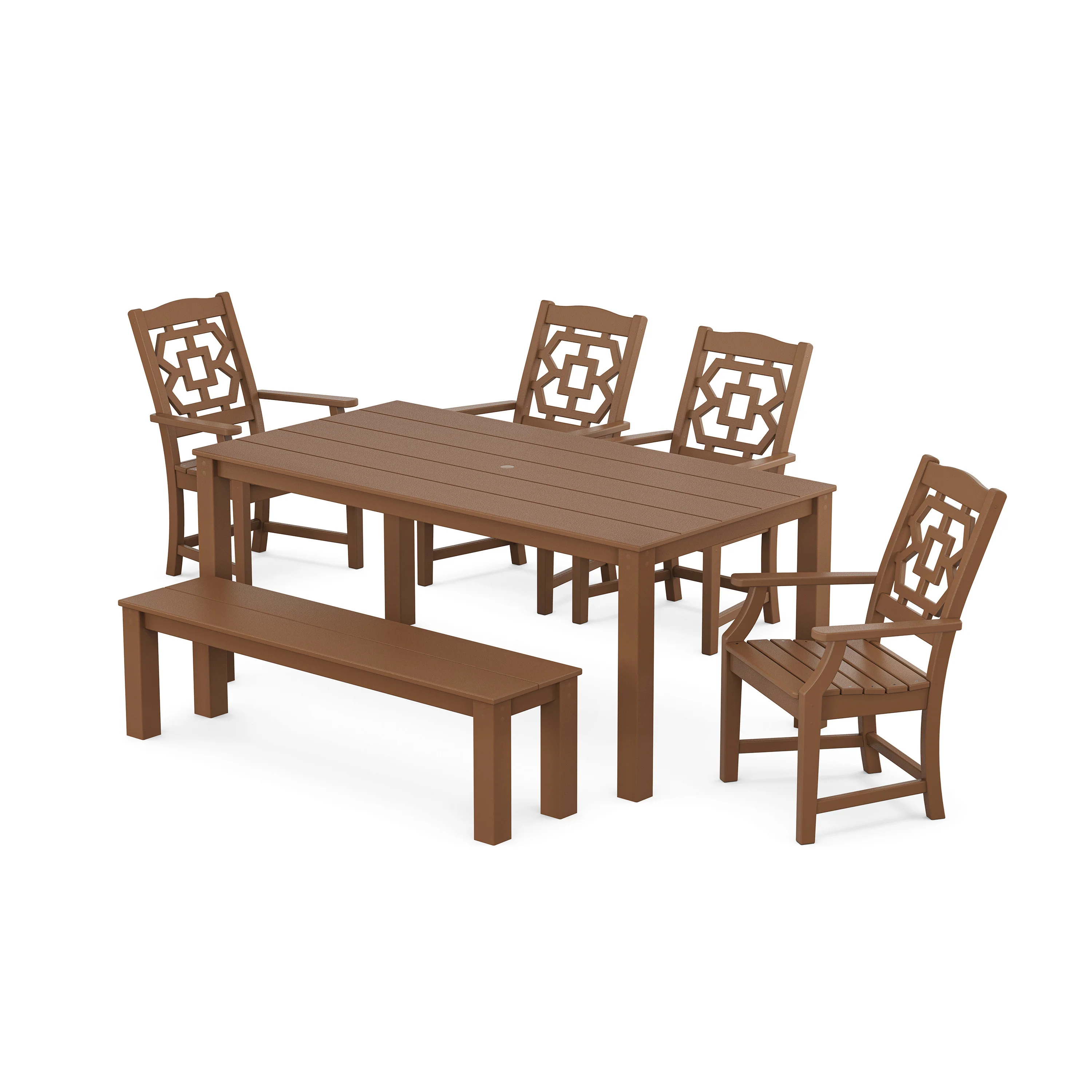 Chinoiserie 6-Piece Parsons Dining Set with Bench - Image 8