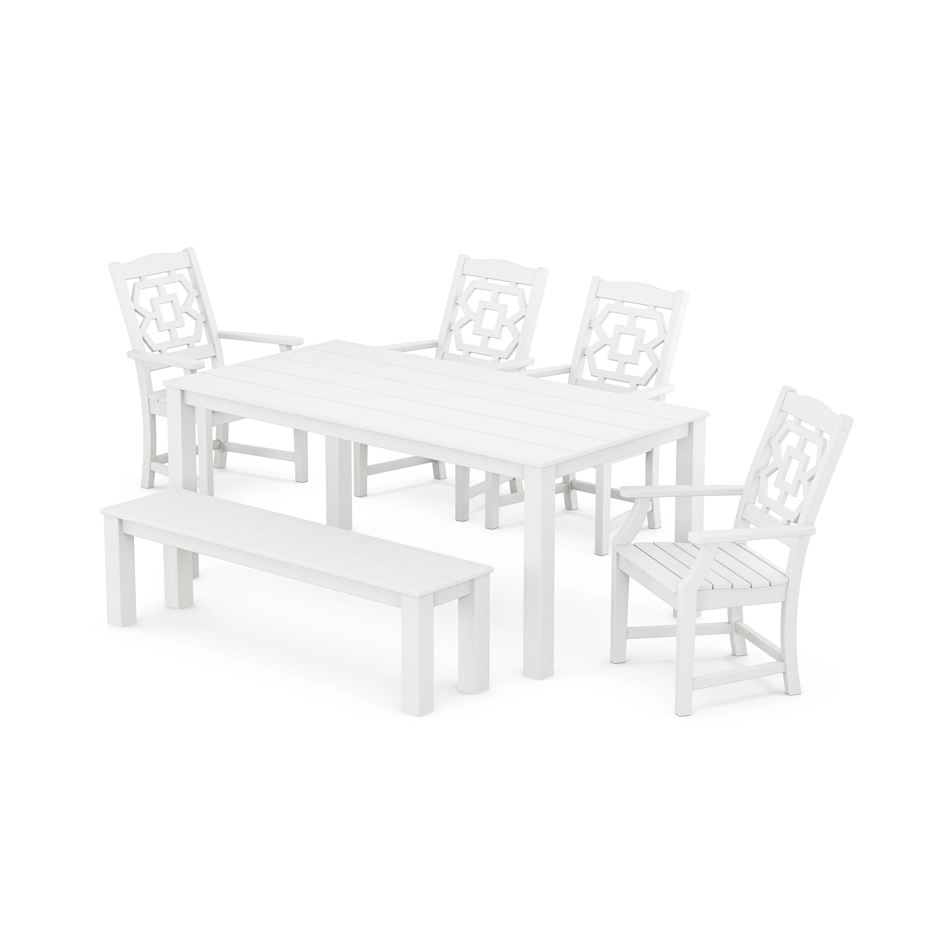 Chinoiserie 6-Piece Parsons Dining Set with Bench - Image 9
