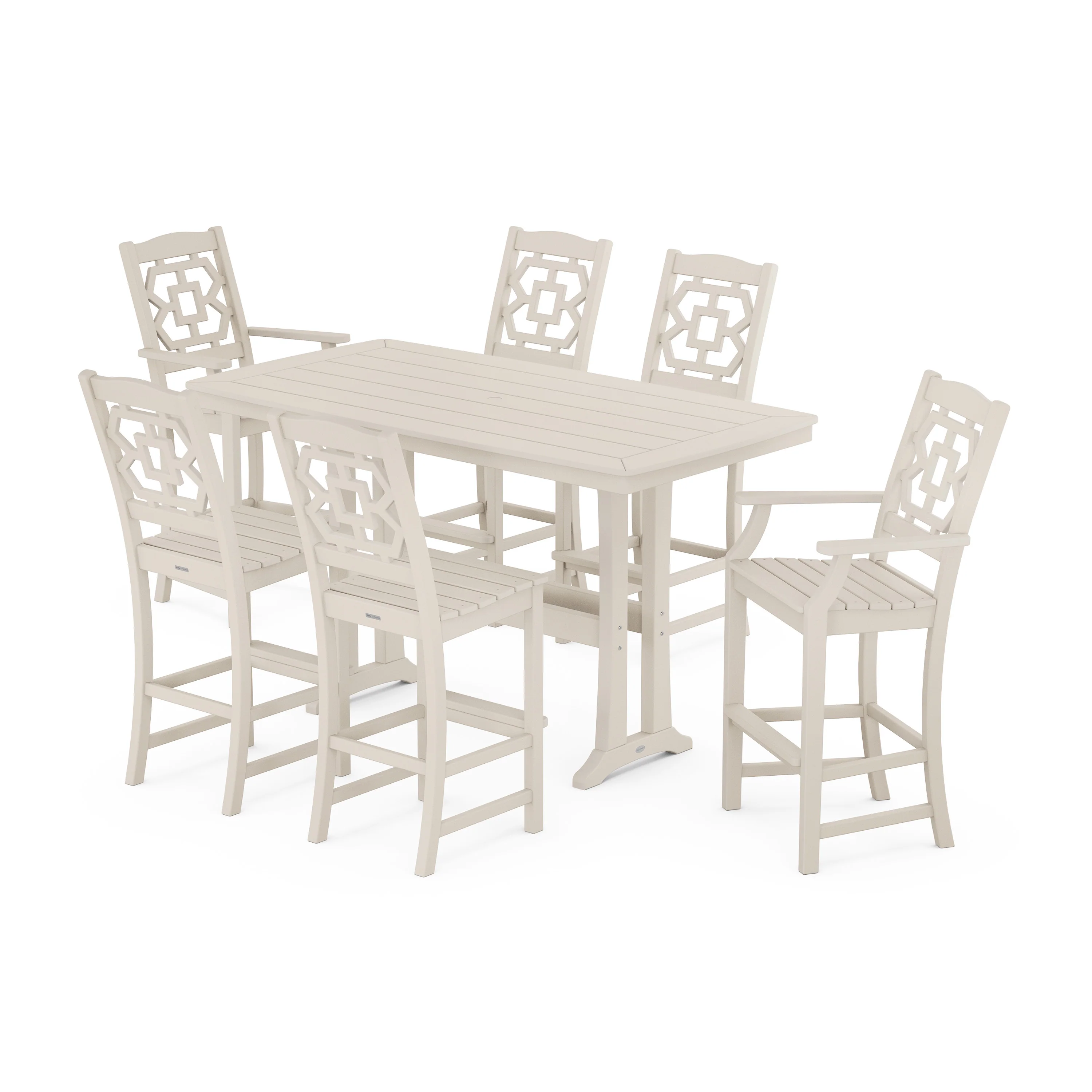 Chinoiserie 7-Piece Bar Set with Trestle Legs - Image 9