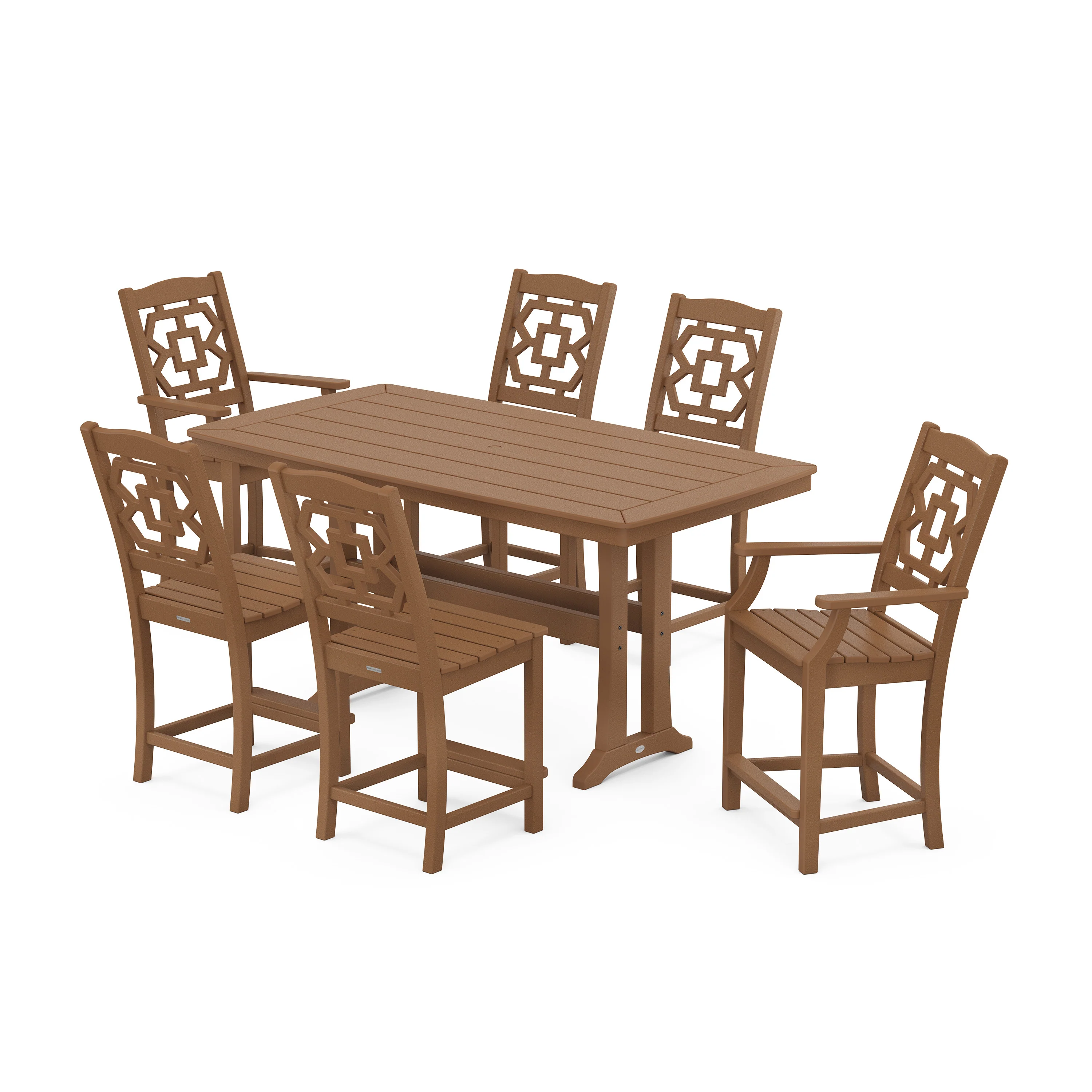 Chinoiserie 7-Piece Counter Set with Trestle Legs - Image 5