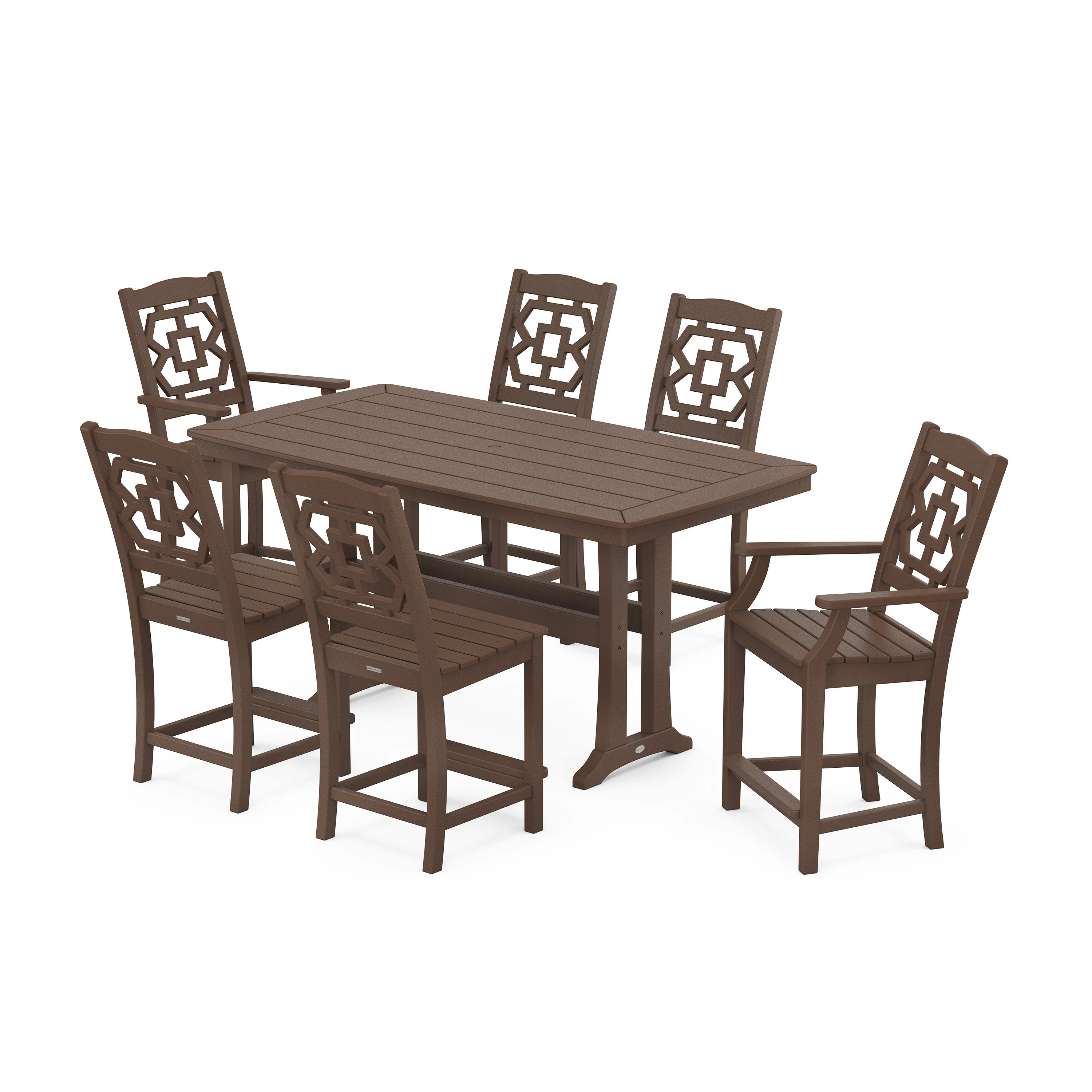 Chinoiserie 7-Piece Counter Set with Trestle Legs - Image 6