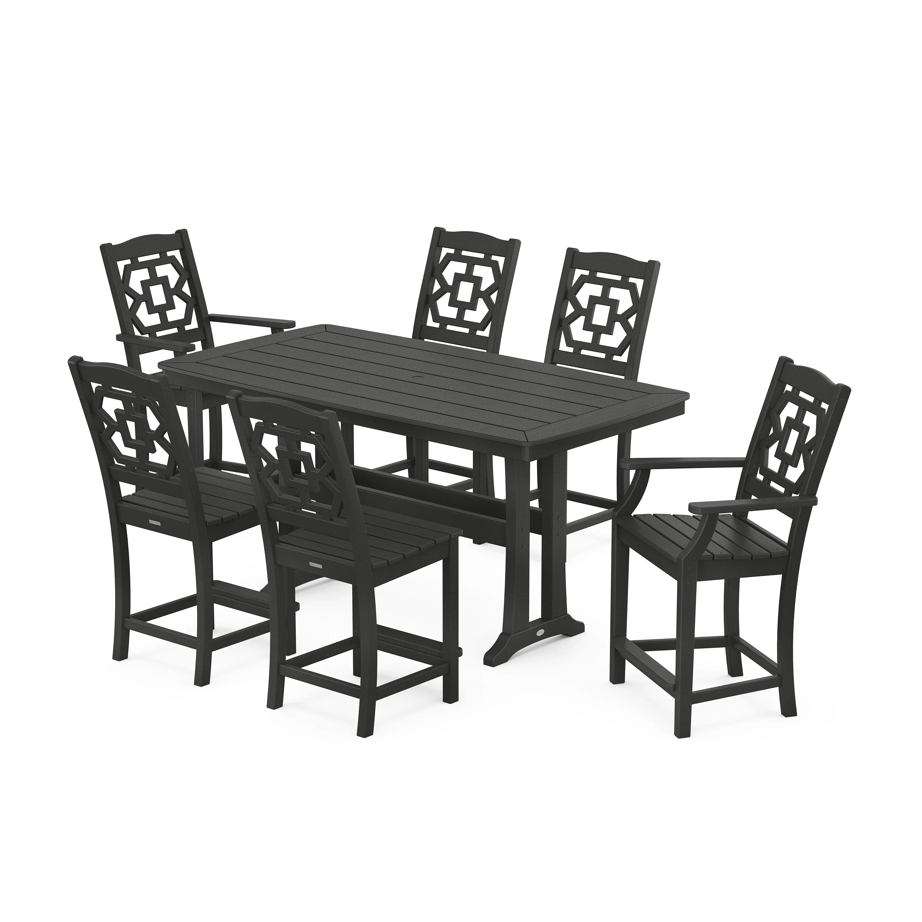 Chinoiserie 7-Piece Counter Set with Trestle Legs - Image 7