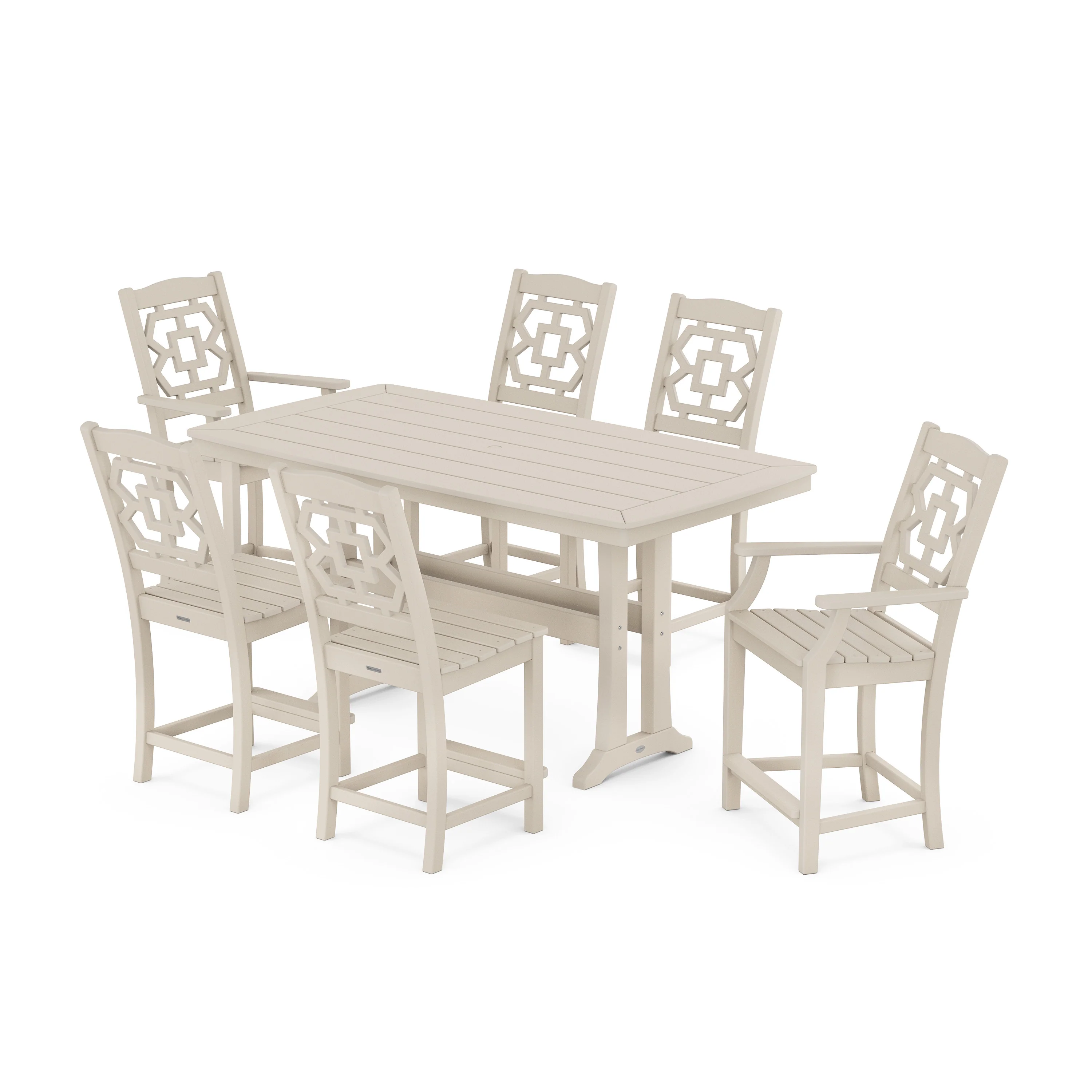 Chinoiserie 7-Piece Counter Set with Trestle Legs - Image 8