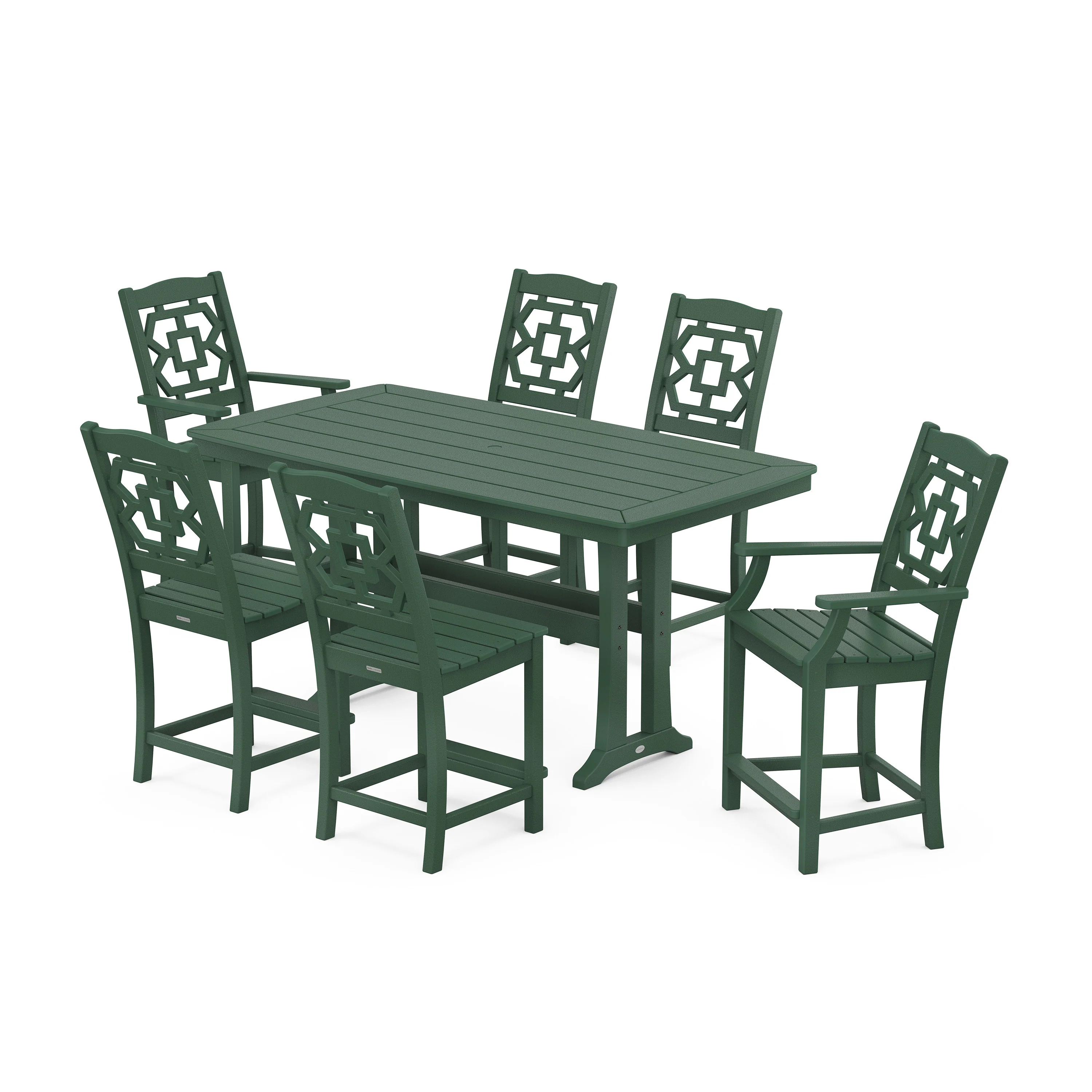 Chinoiserie 7-Piece Counter Set with Trestle Legs - Image 9