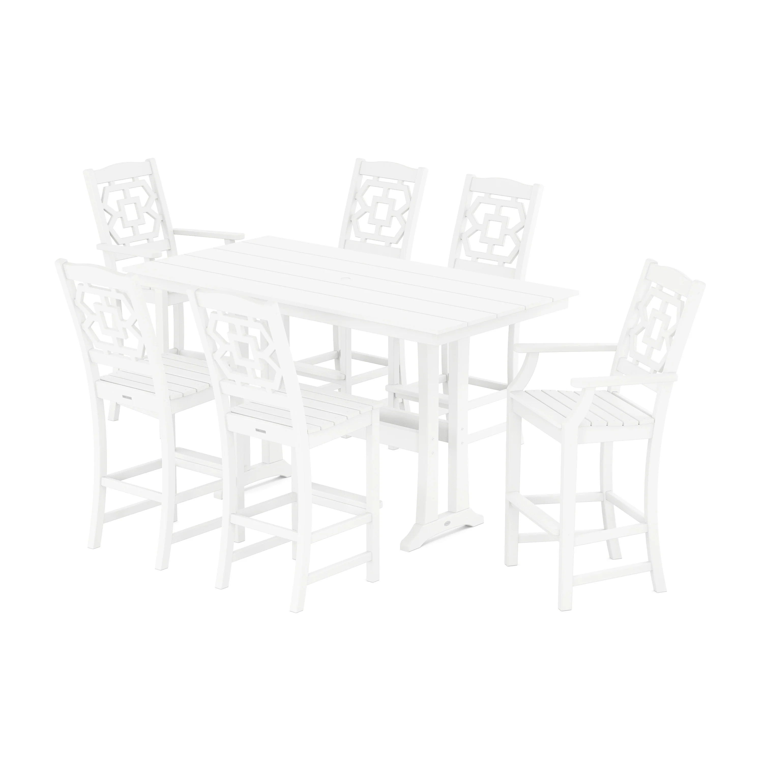 Chinoiserie 7-Piece Farmhouse Bar Set with Trestle Legs - Image 10