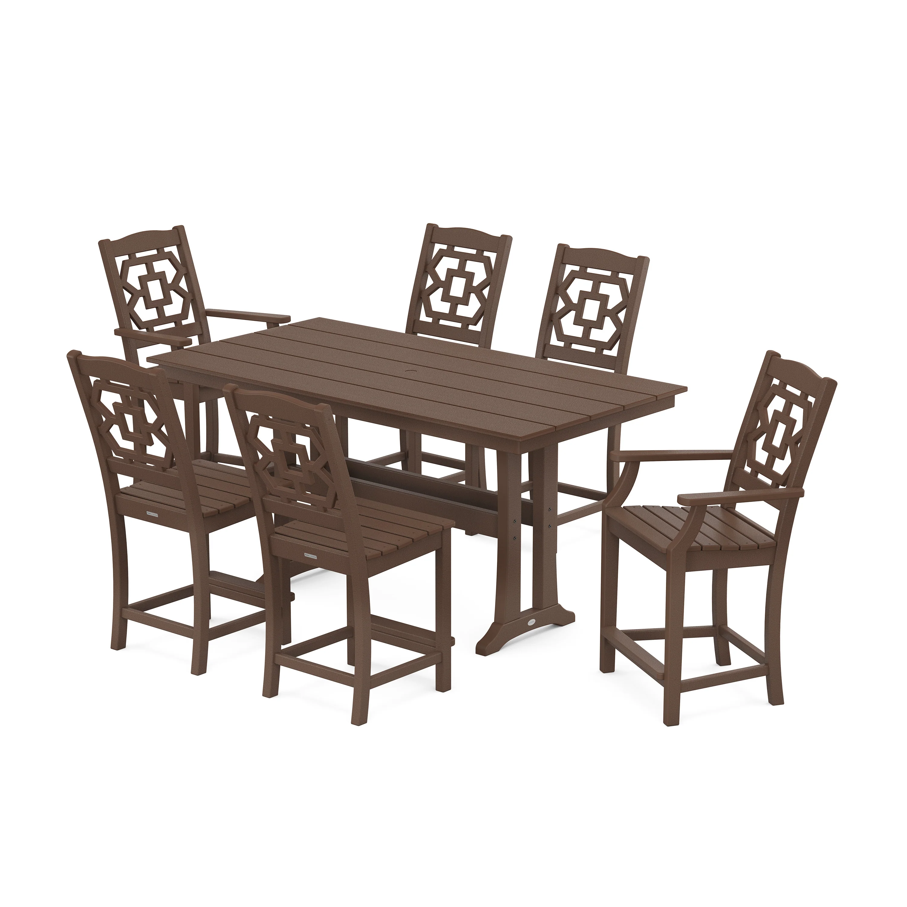 Chinoiserie 7-Piece Farmhouse Counter Set with Trestle Legs - Image 8