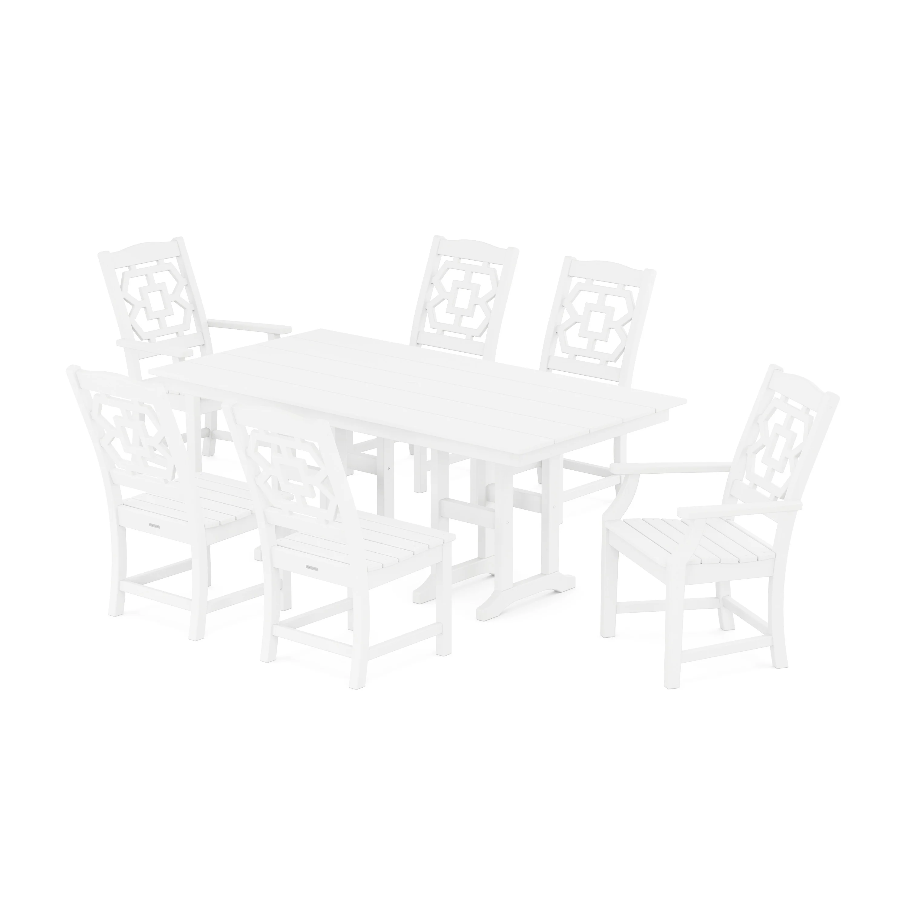 Chinoiserie 7-Piece Farmhouse Dining Set - Image 8