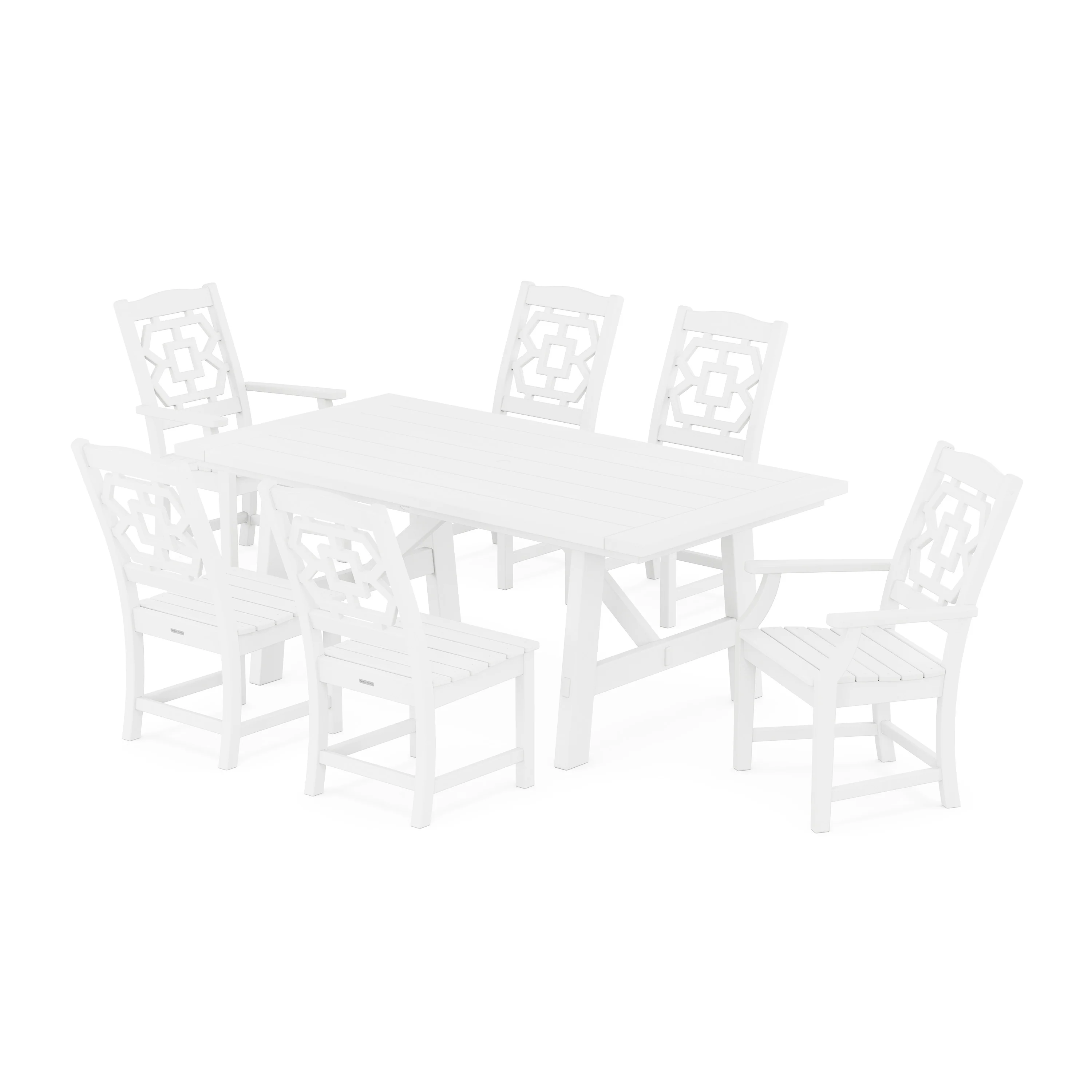 Chinoiserie 7-Piece Rustic Farmhouse Dining Set - Image 8