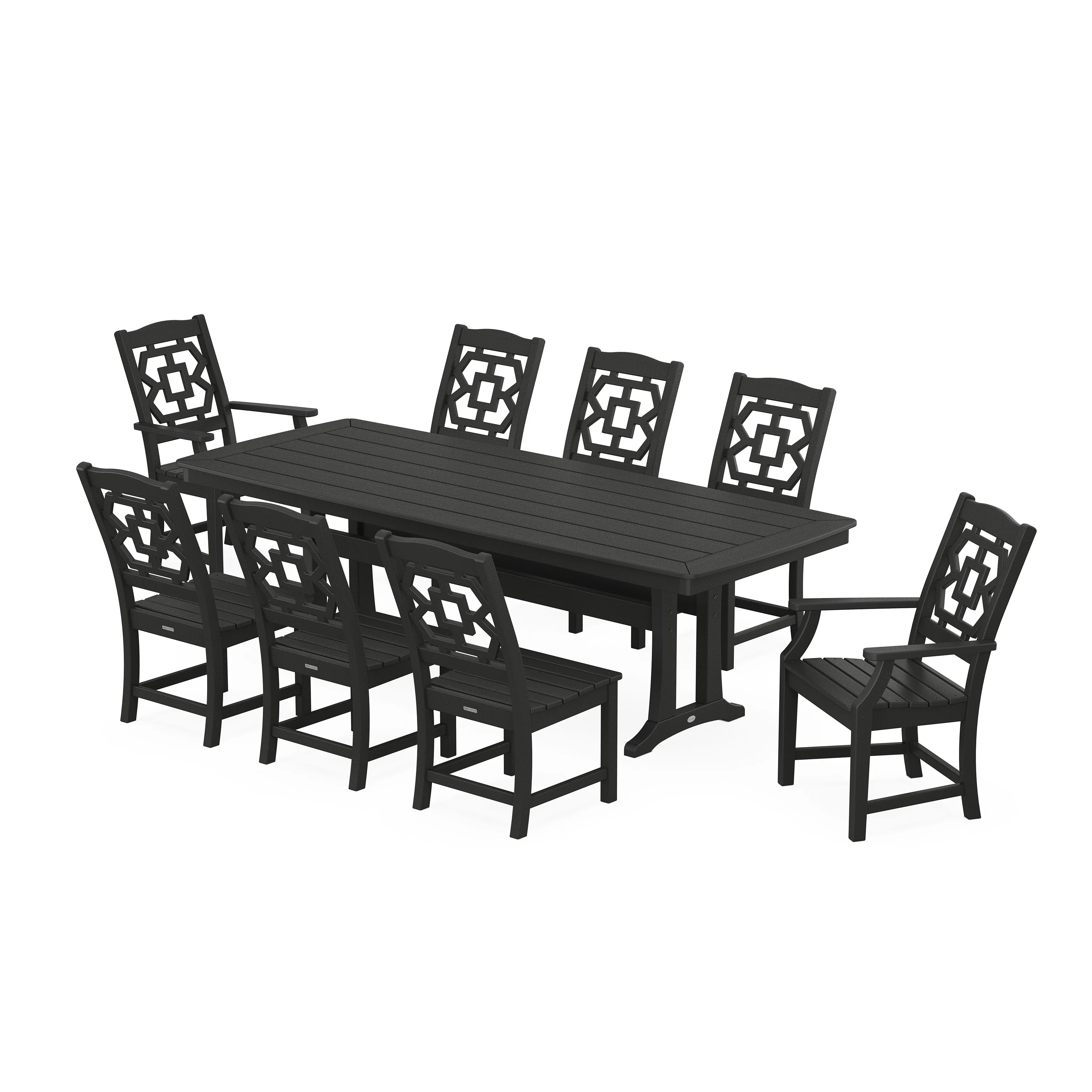Chinoiserie 9-Piece Dining Set with Trestle Legs - Image 10