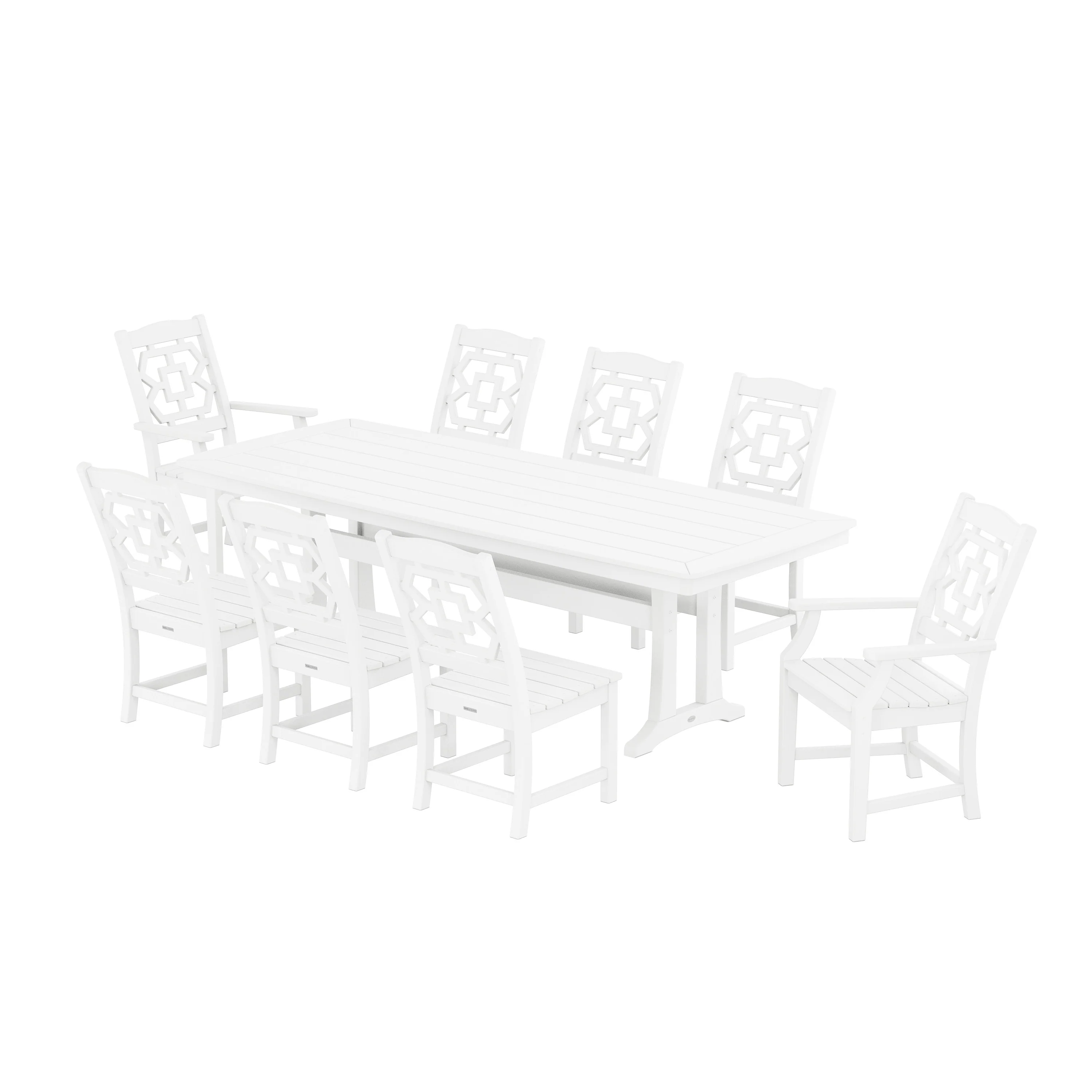 Chinoiserie 9-Piece Dining Set with Trestle Legs - Image 12