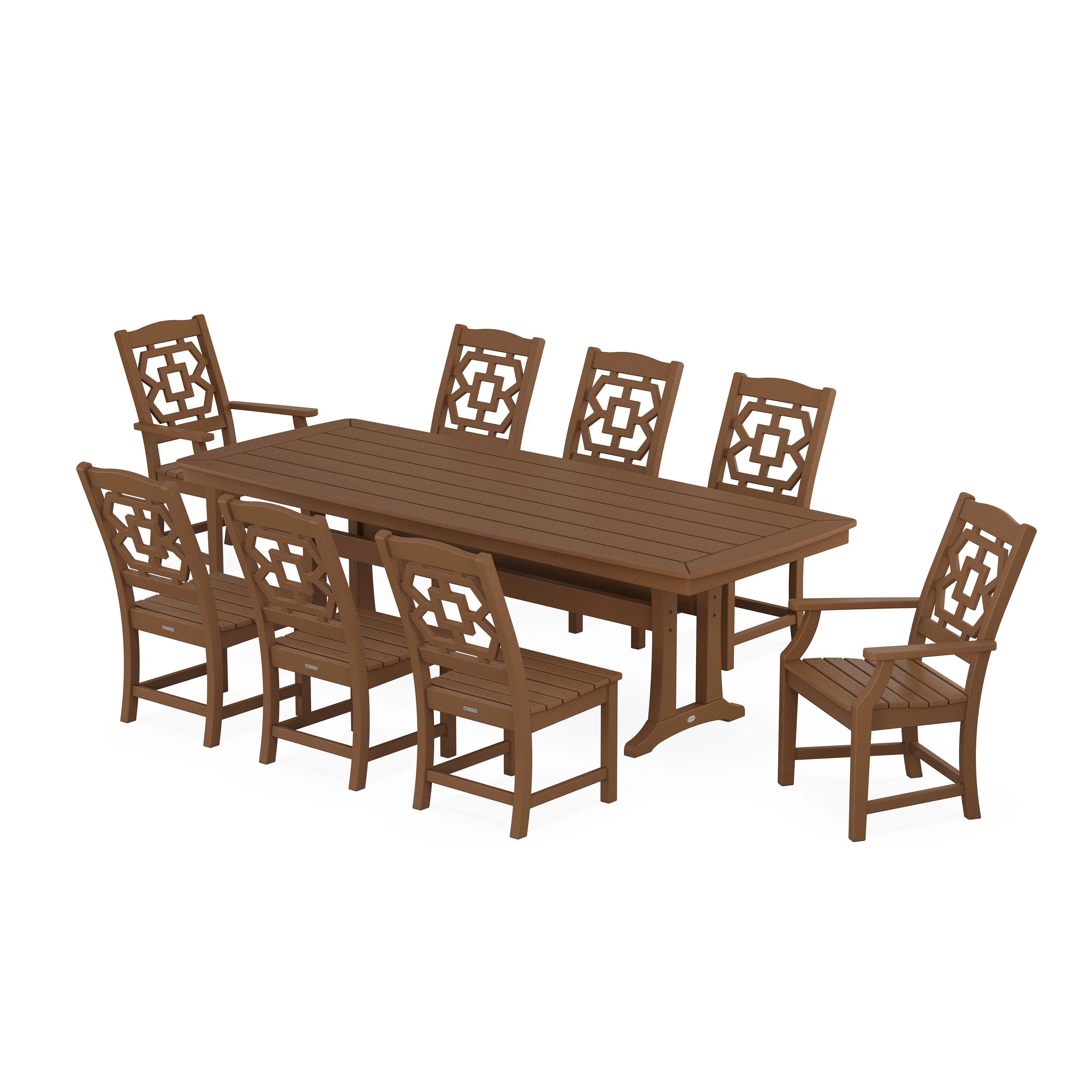 Chinoiserie 9-Piece Dining Set with Trestle Legs - Image 13