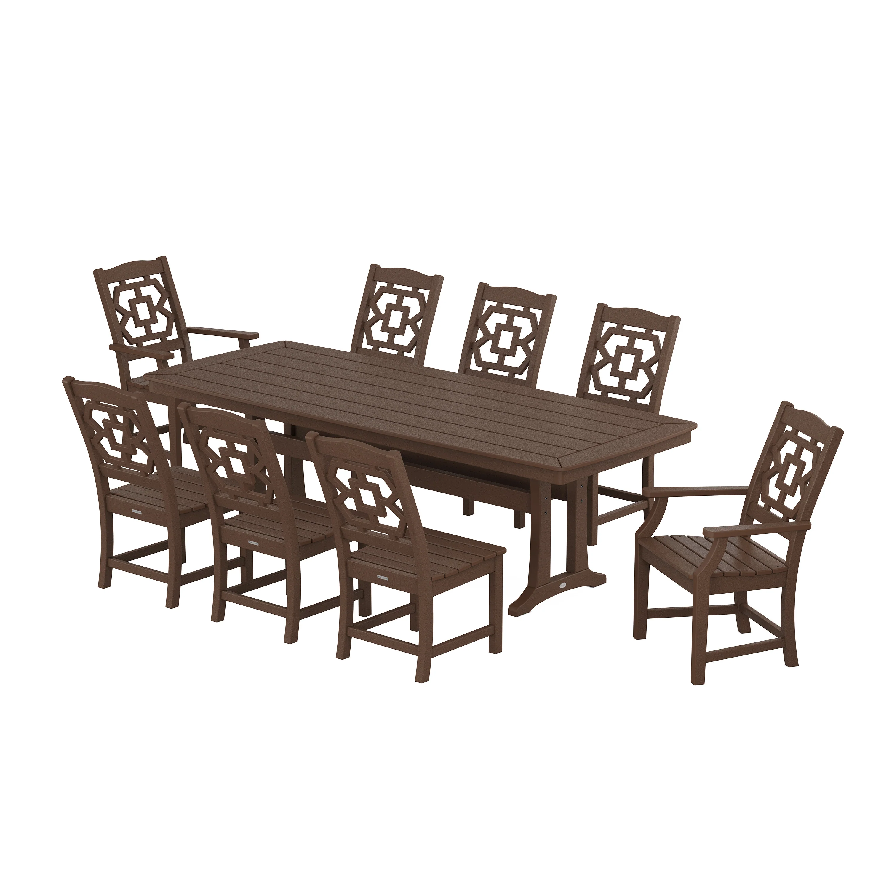 Chinoiserie 9-Piece Dining Set with Trestle Legs - Image 14