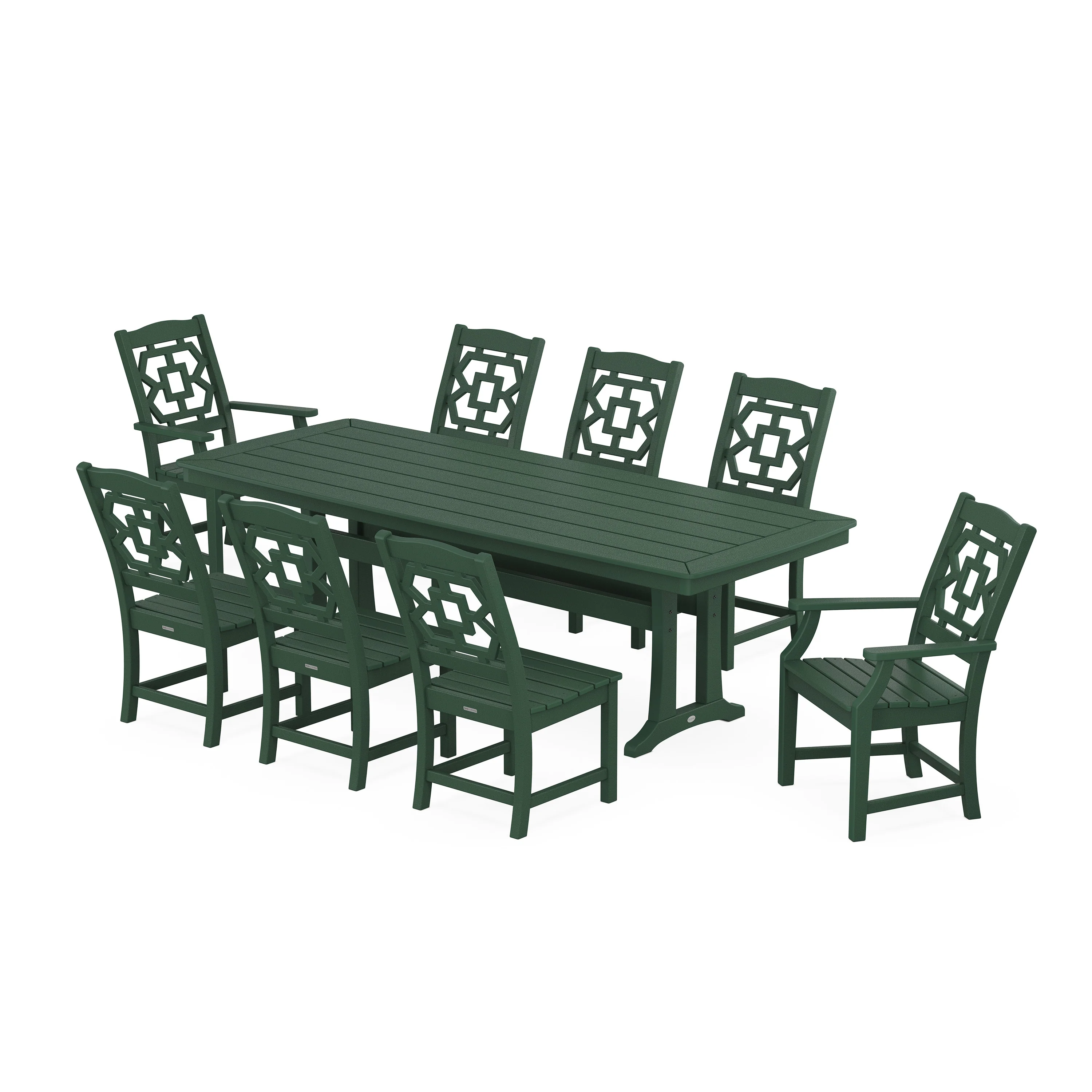 Chinoiserie 9-Piece Dining Set with Trestle Legs - Image 15