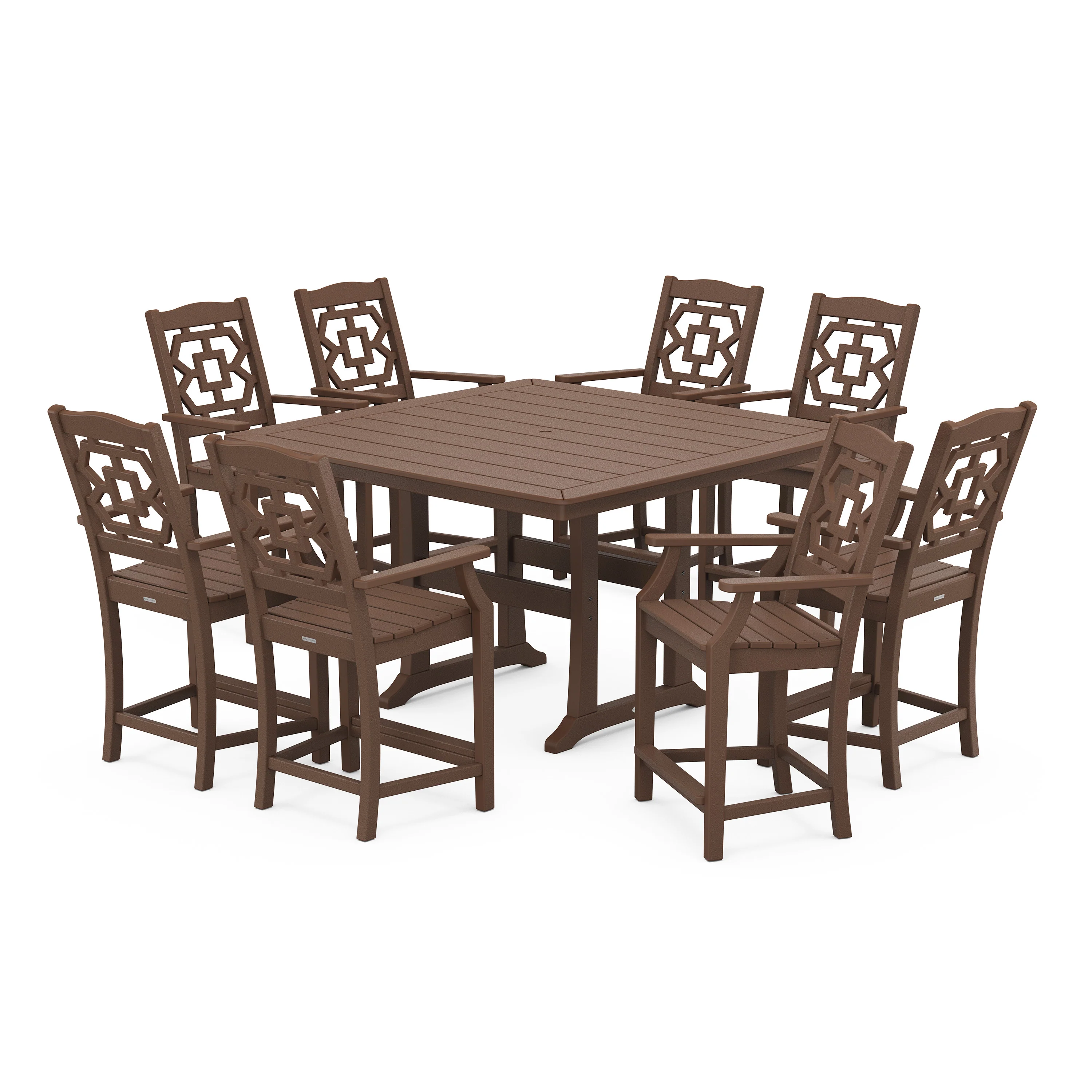 Chinoiserie 9-Piece Square Counter Set with Trestle Legs - Image 5