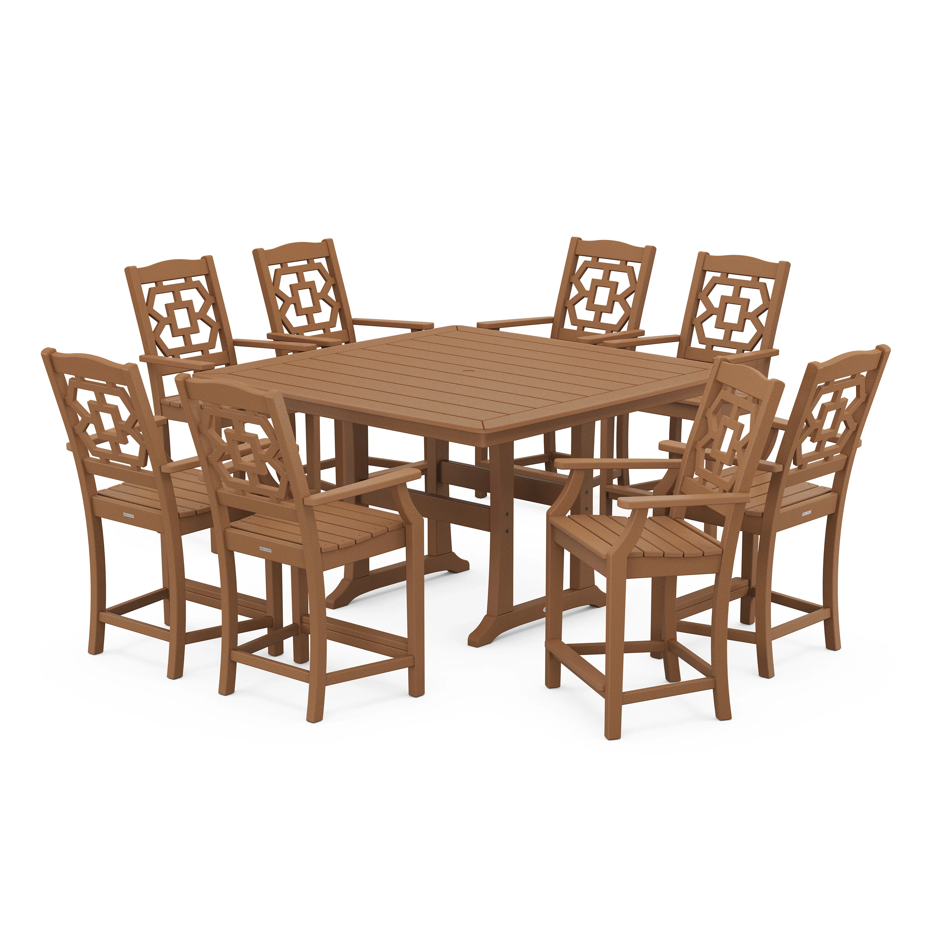 Chinoiserie 9-Piece Square Counter Set with Trestle Legs - Image 9