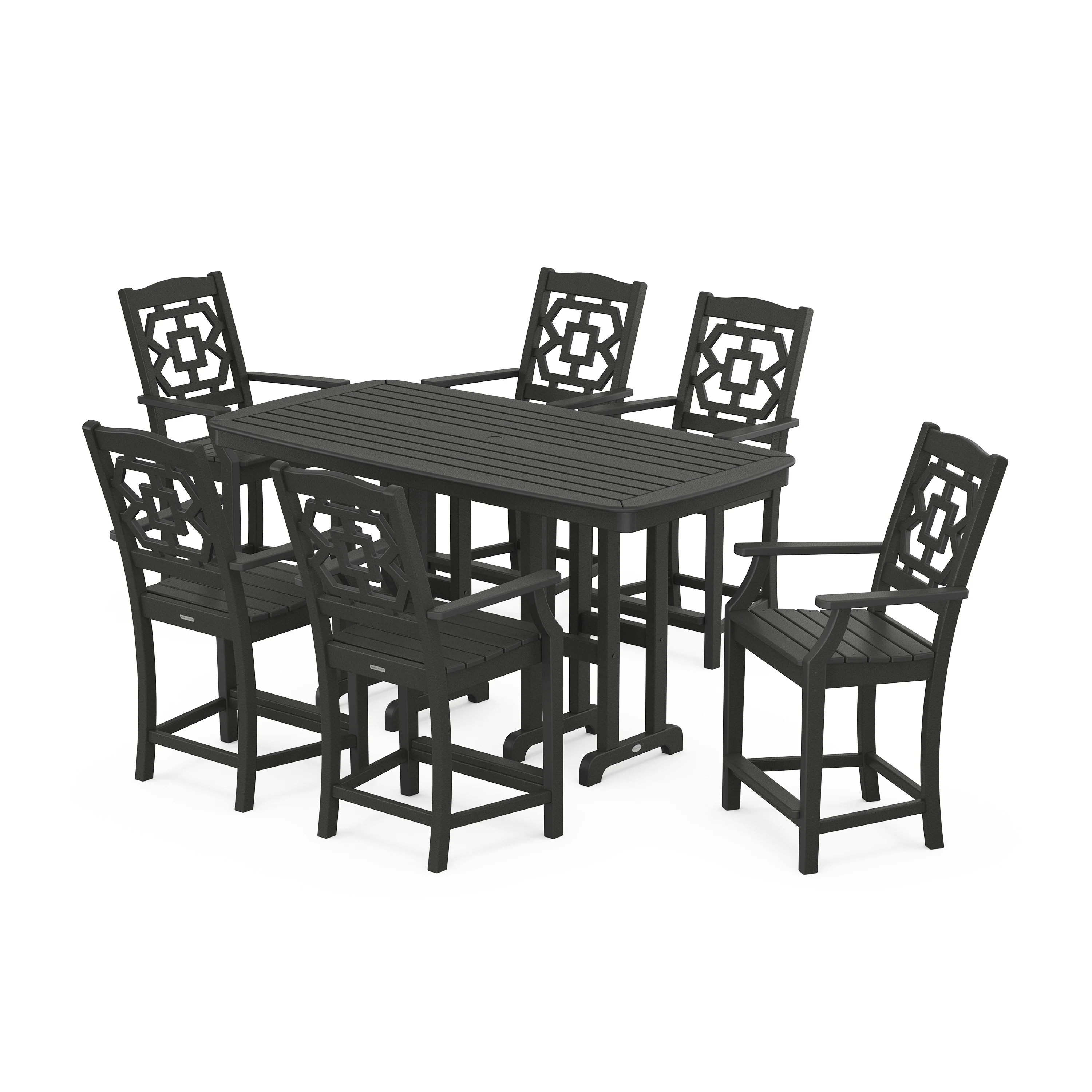 Chinoiserie Arm Chair 7-Piece Counter Set - Image 10