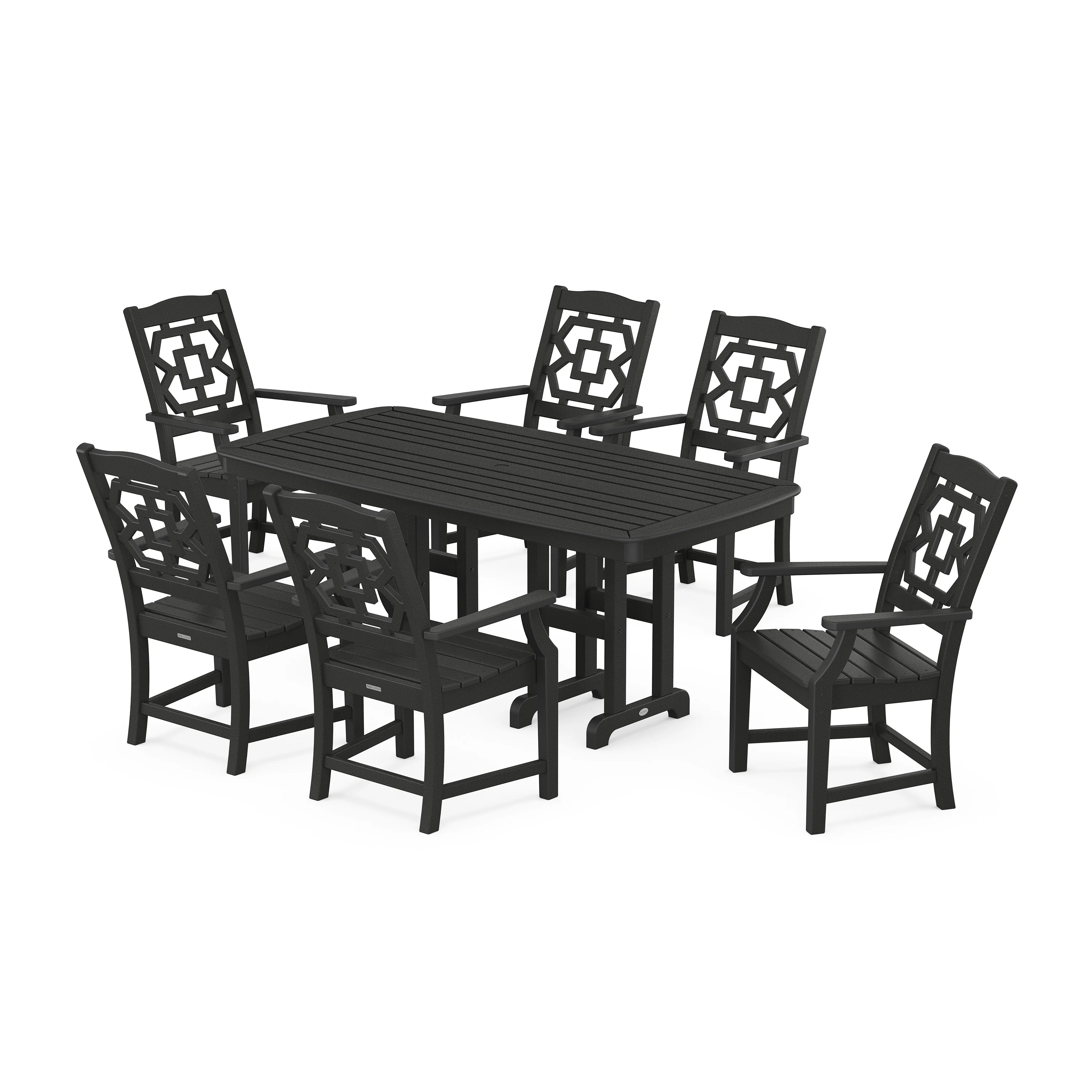 Chinoiserie Arm Chair 7-Piece Dining Set - Image 7