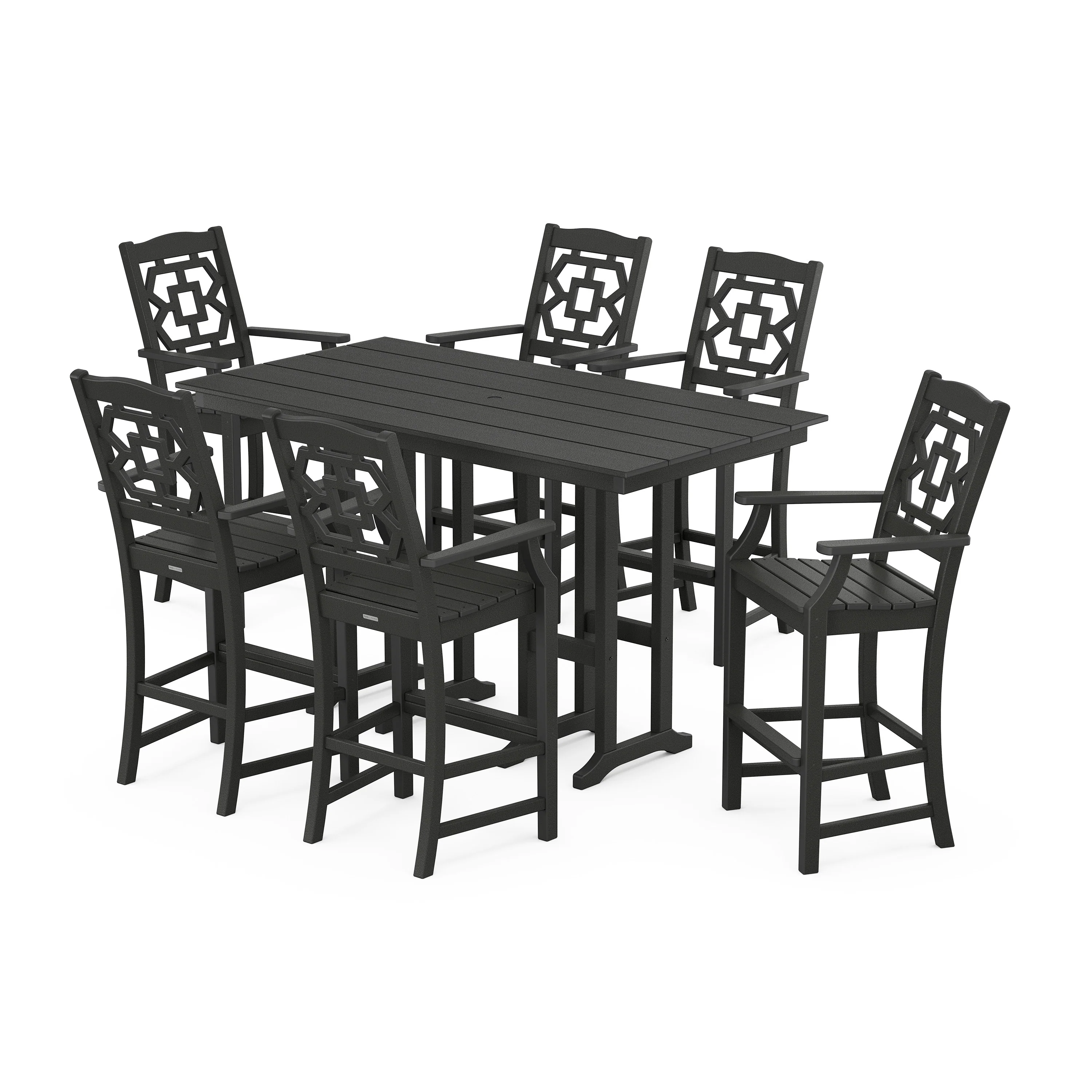 Chinoiserie Arm Chair 7-Piece Farmhouse Bar Set - Image 10