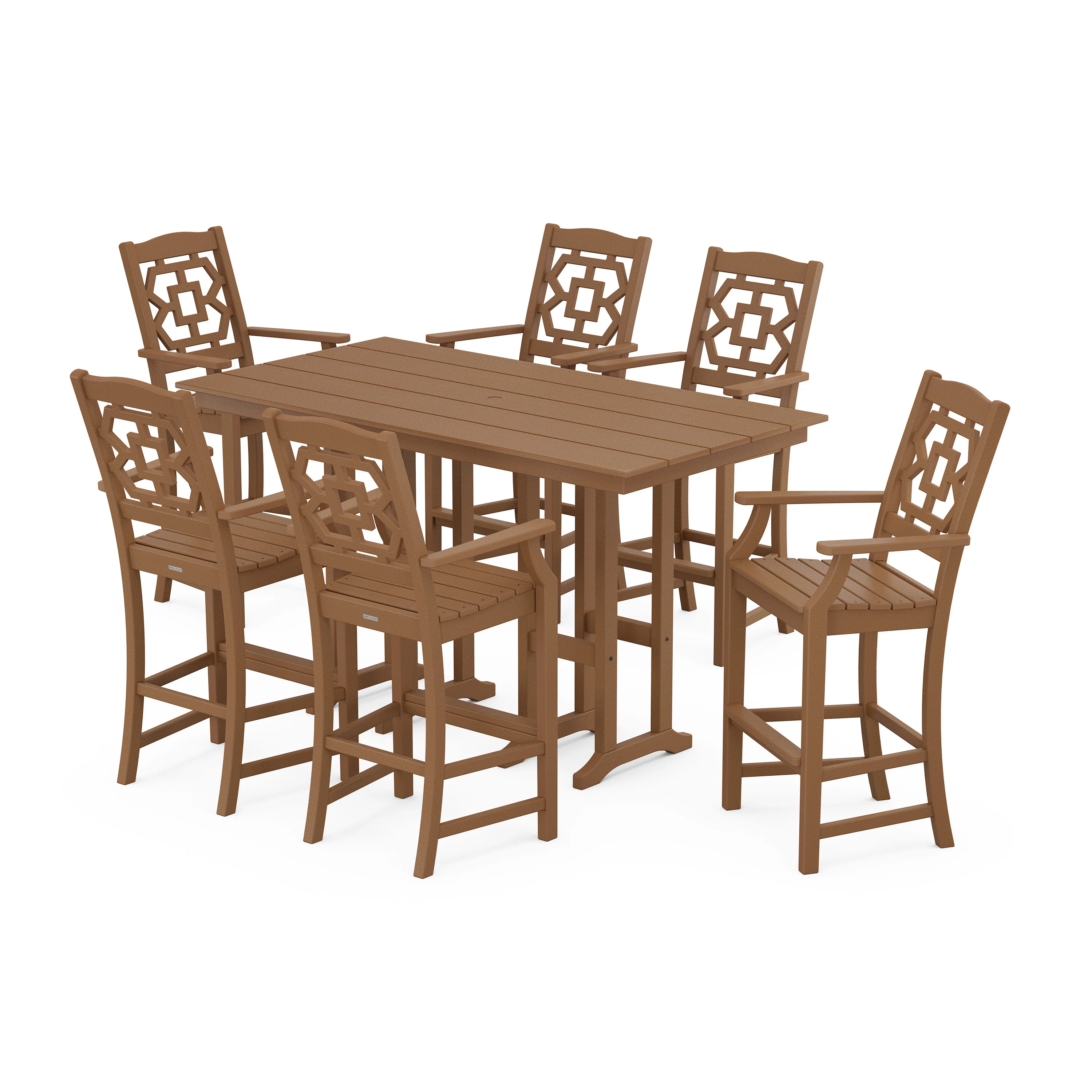 Chinoiserie Arm Chair 7-Piece Farmhouse Bar Set - Image 5