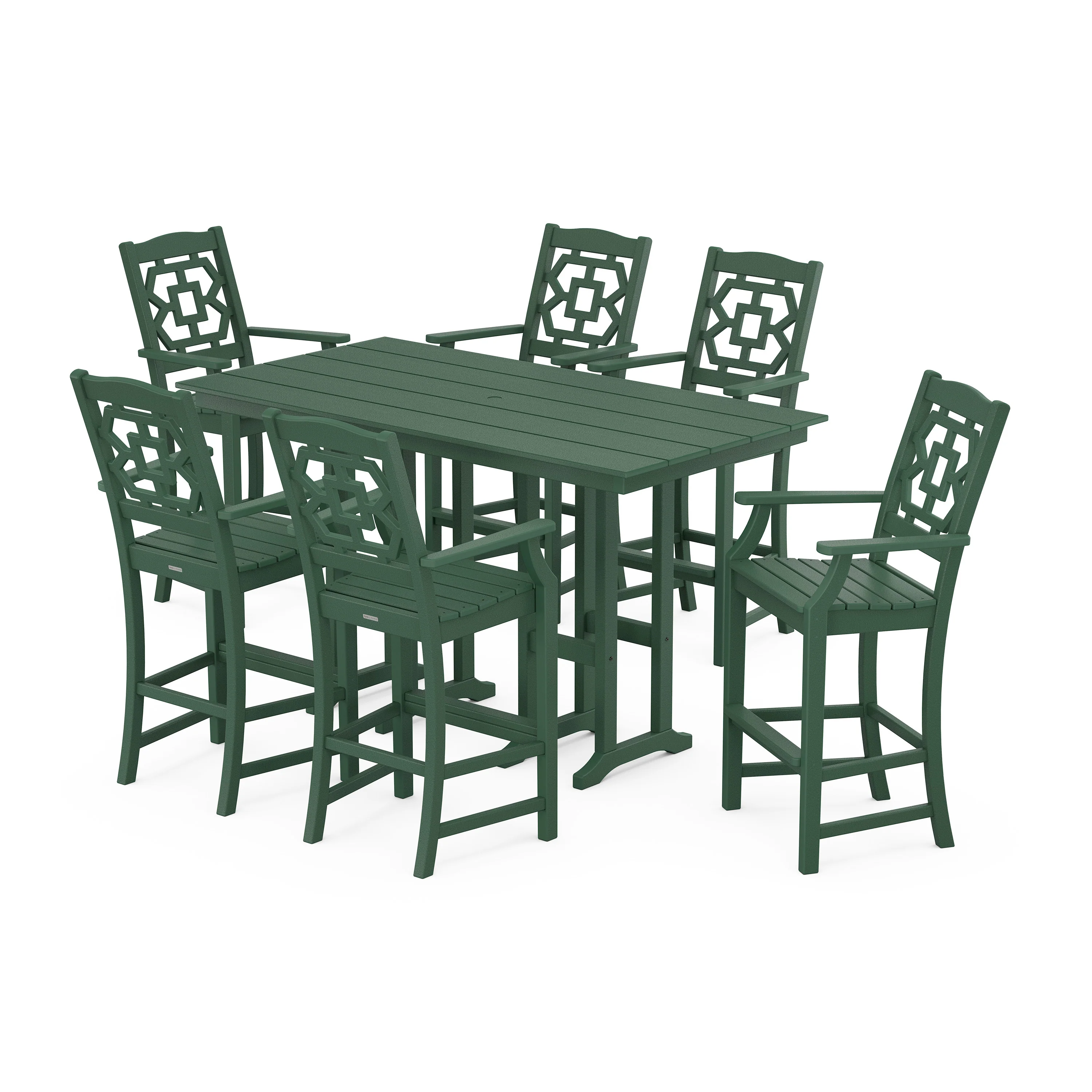 Chinoiserie Arm Chair 7-Piece Farmhouse Bar Set - Image 6