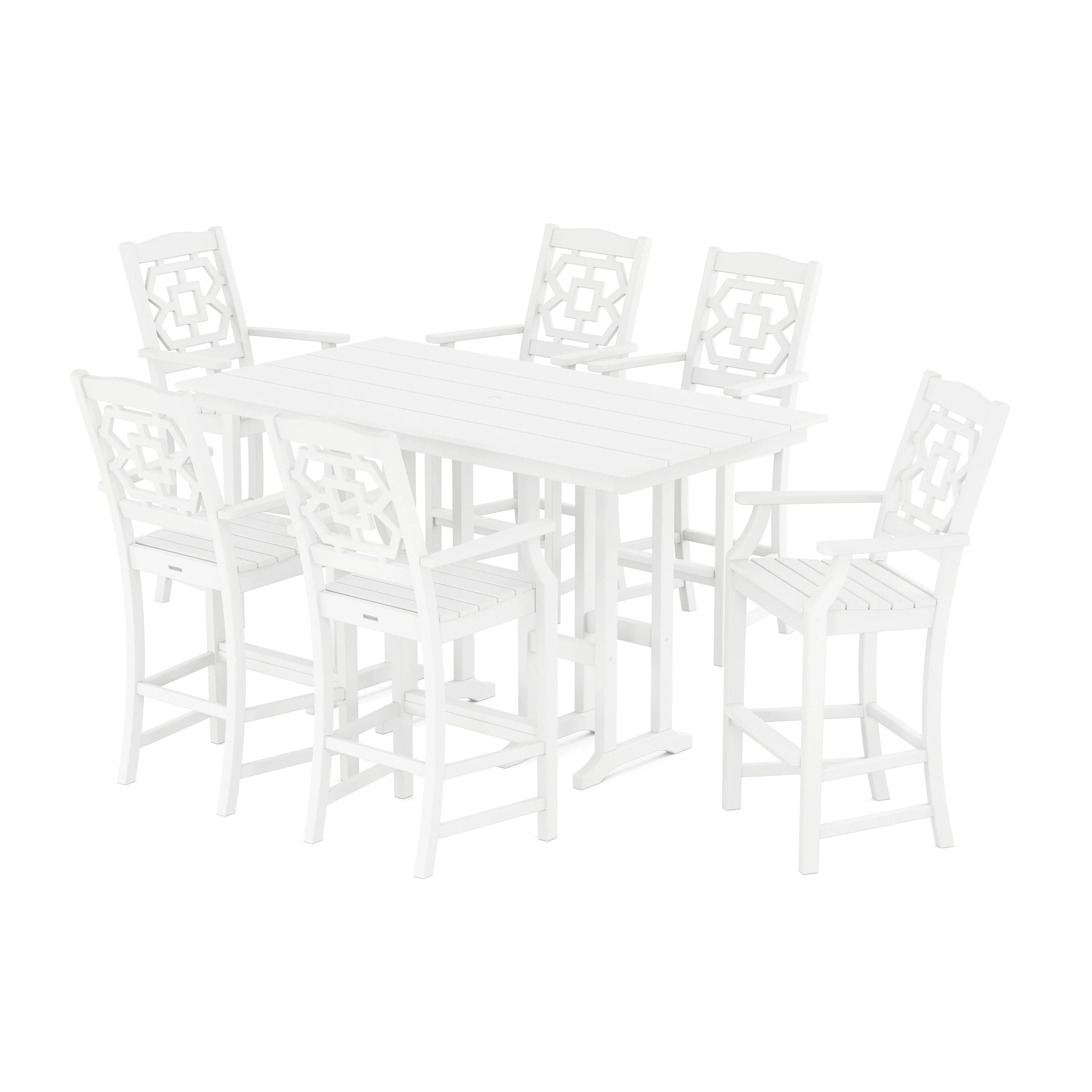 Chinoiserie Arm Chair 7-Piece Farmhouse Bar Set - Image 7