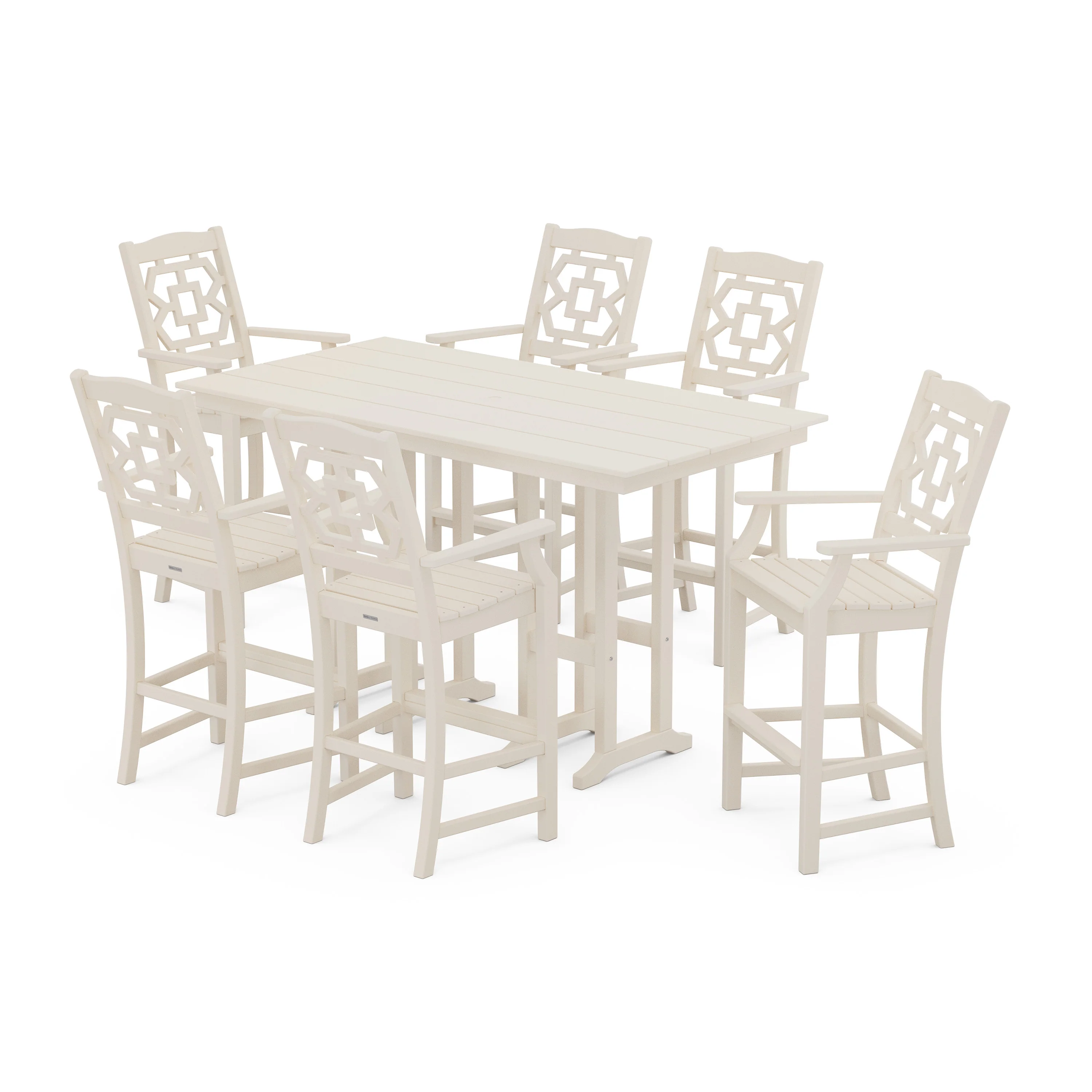 Chinoiserie Arm Chair 7-Piece Farmhouse Bar Set - Image 8