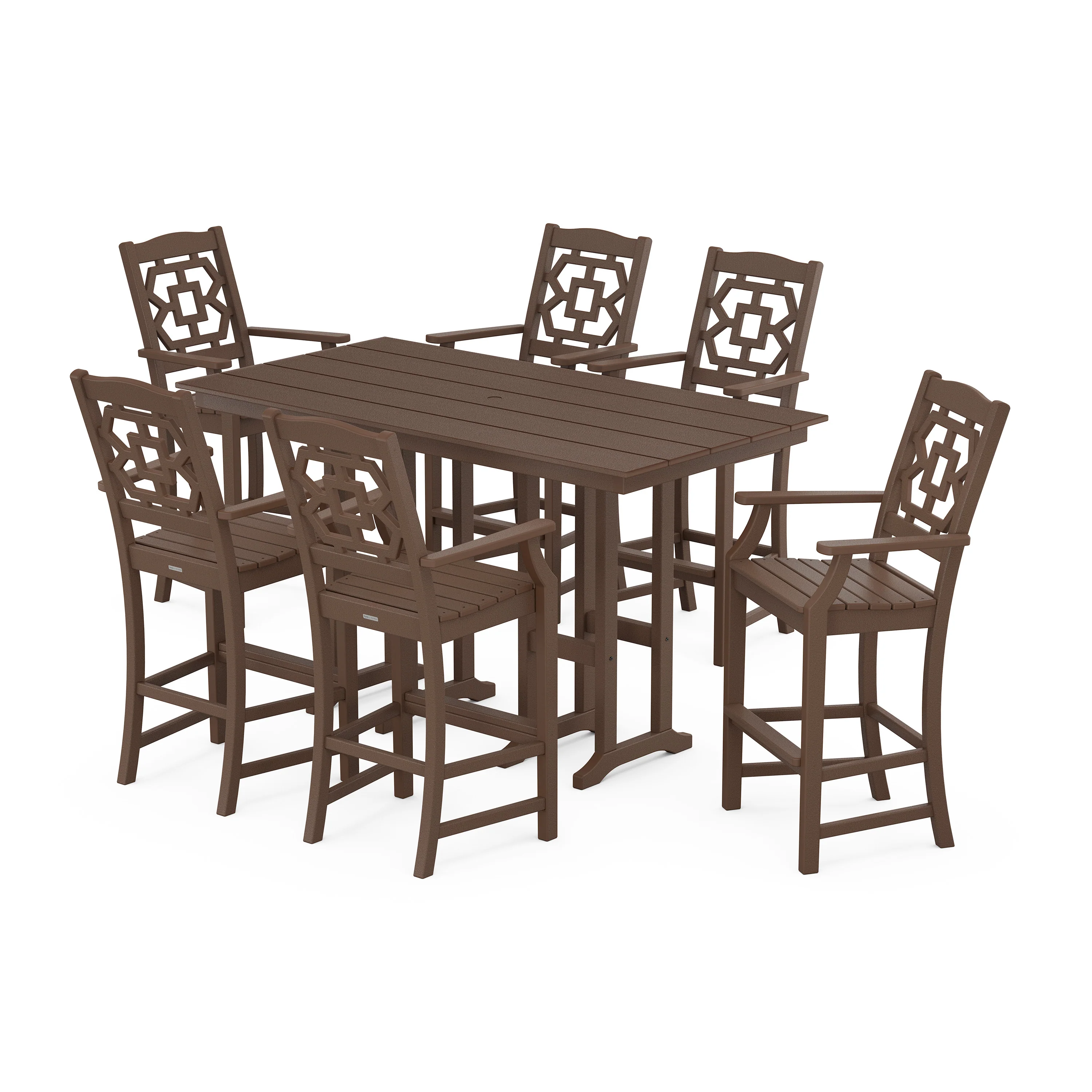 Chinoiserie Arm Chair 7-Piece Farmhouse Bar Set - Image 9