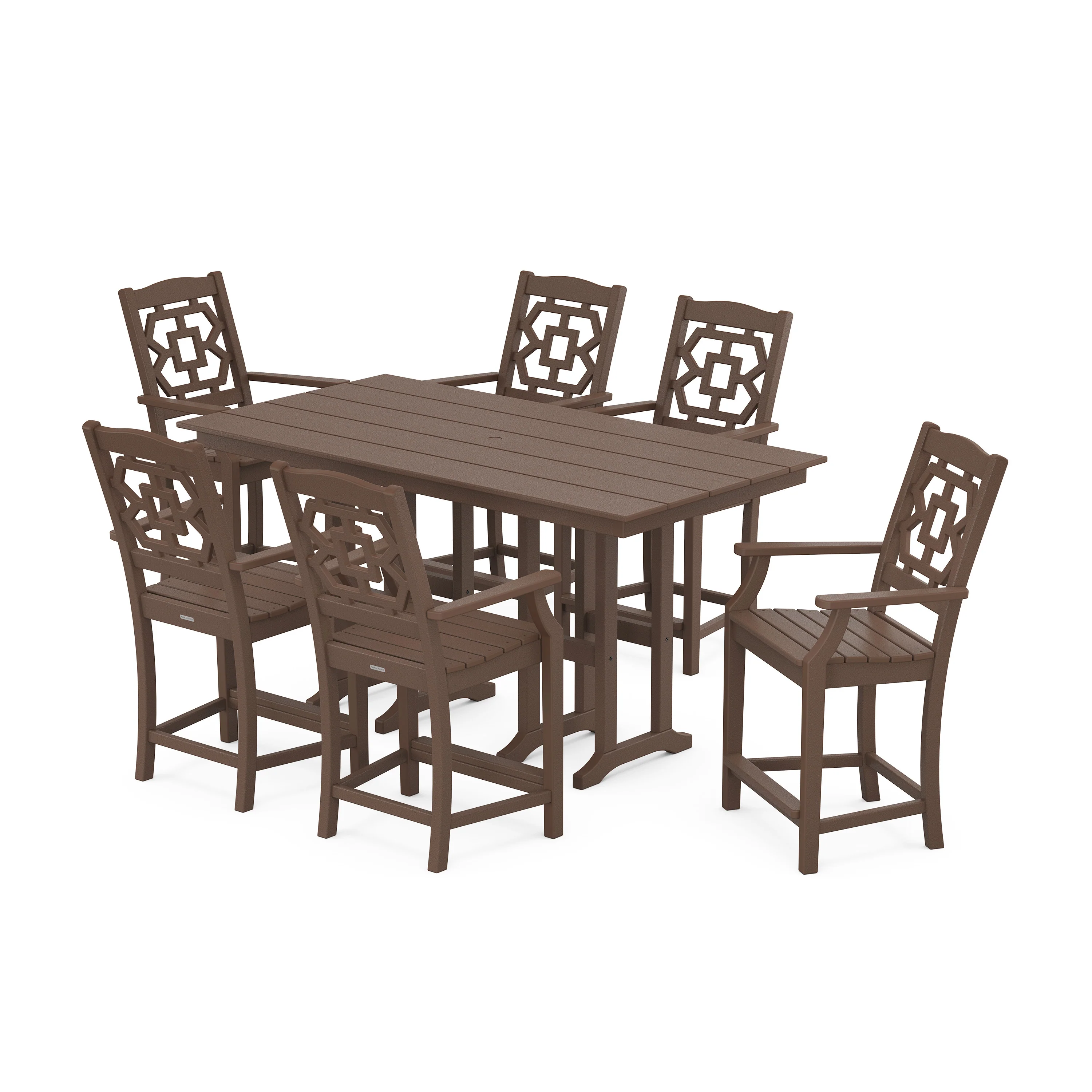 Chinoiserie Arm Chair 7-Piece Farmhouse Counter Set - Image 10