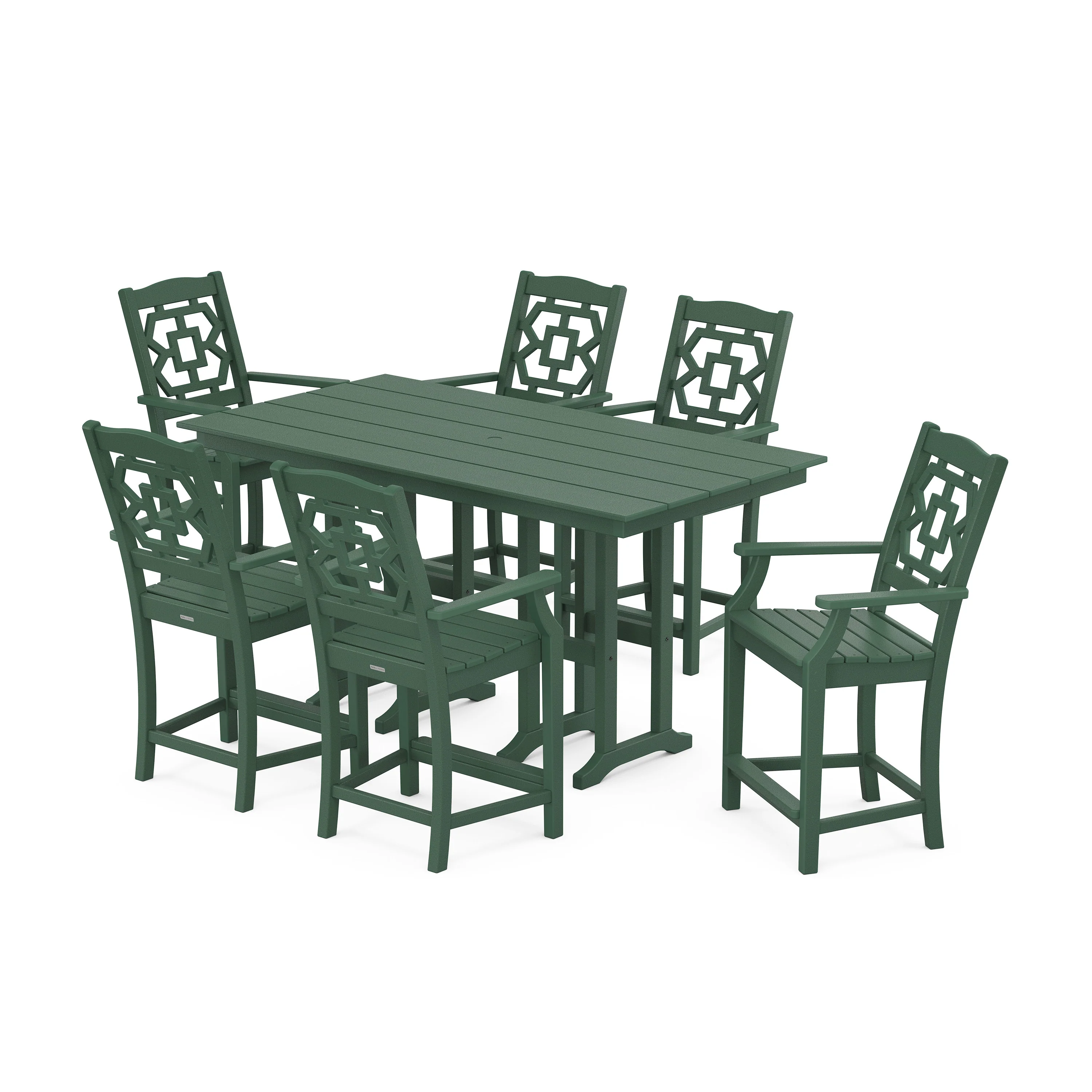 Chinoiserie Arm Chair 7-Piece Farmhouse Counter Set - Image 5