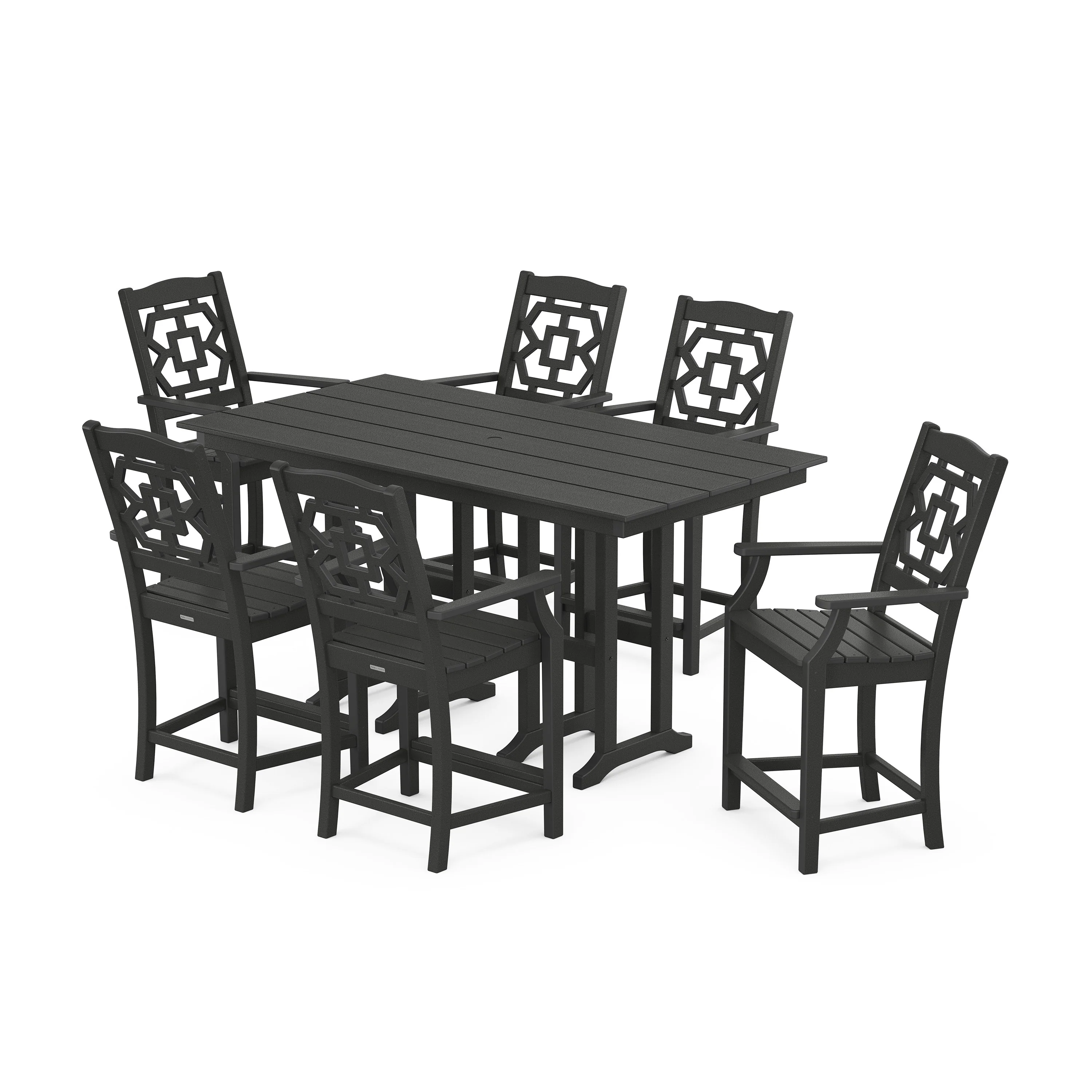 Chinoiserie Arm Chair 7-Piece Farmhouse Counter Set - Image 7